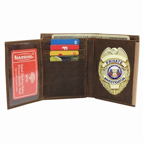 Rfid Blocking Vintage Leather Badge Holder Bifold Trifold Wallet Surprise Discount Today Mega Online Discount