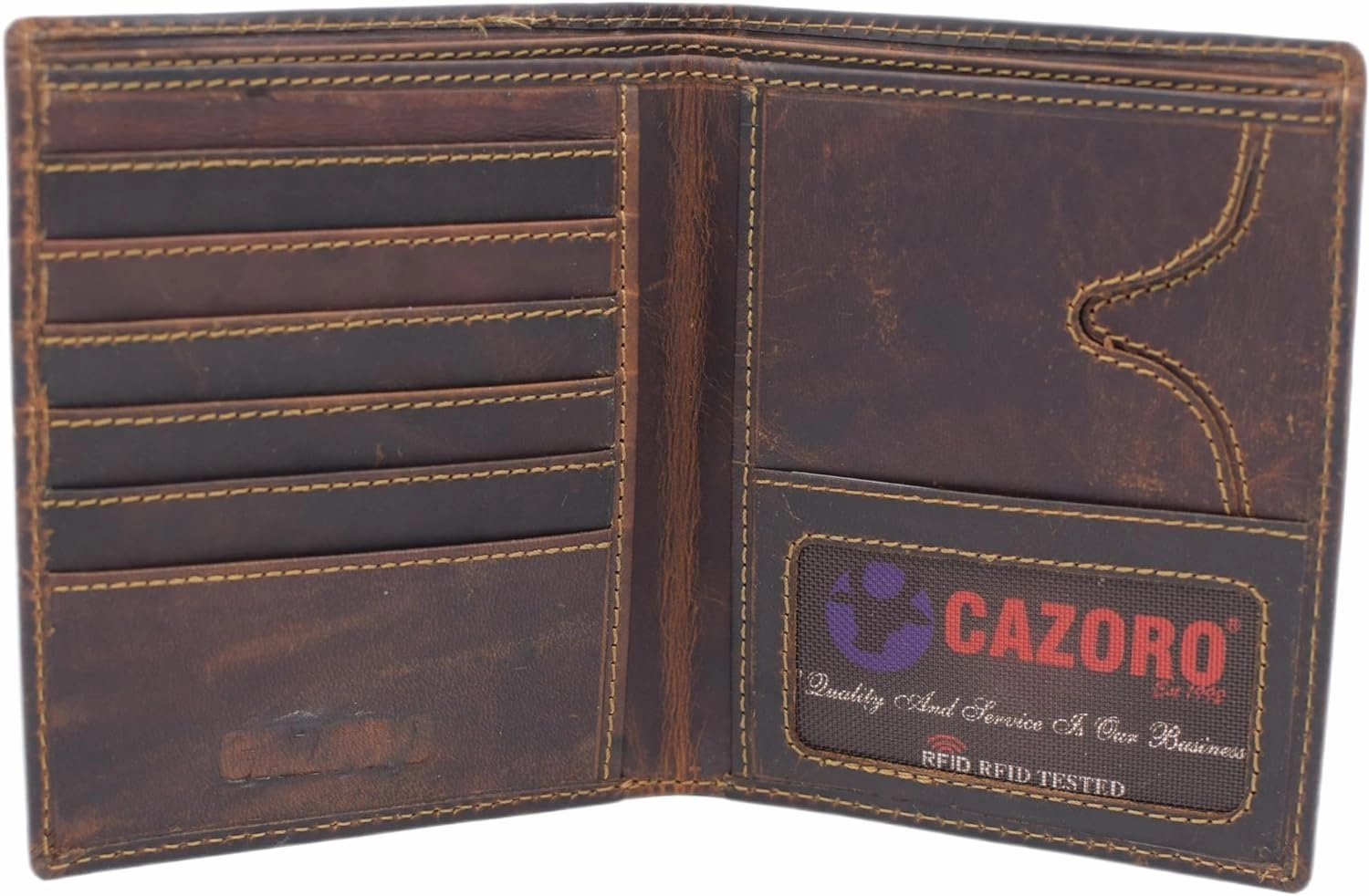 Price Drop Alert Hot Offer Frenzy Rfid Blocking Vintage Leather Large Hipster Bifold Credit Card Id Men'S Wallet Brown