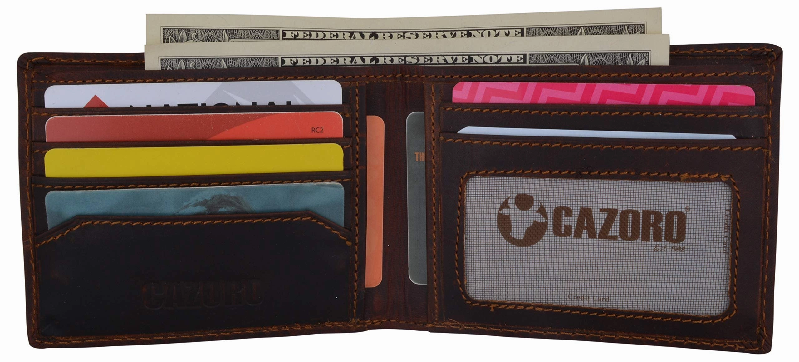 Rfid Men'S Slim Classic Bifold Credit Card Id Premium Vintage Leather Wallet MustHave Clearance Hot Pick of the Day