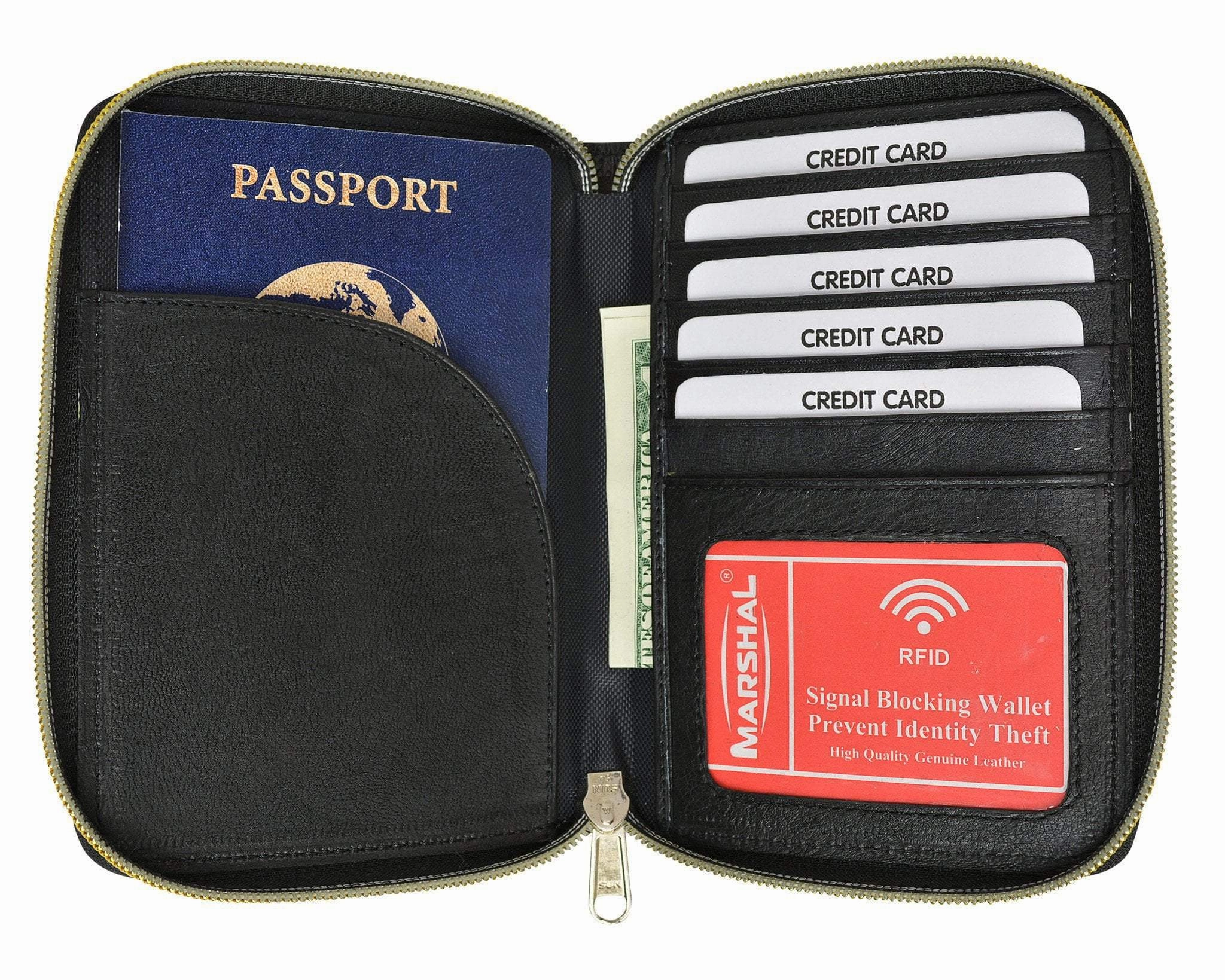 Rfid Premium Leather Men'S Passport Bifold Zip Around Wallet Id & Credit Card Holder Rfid P 701 (C) Price Drop Today