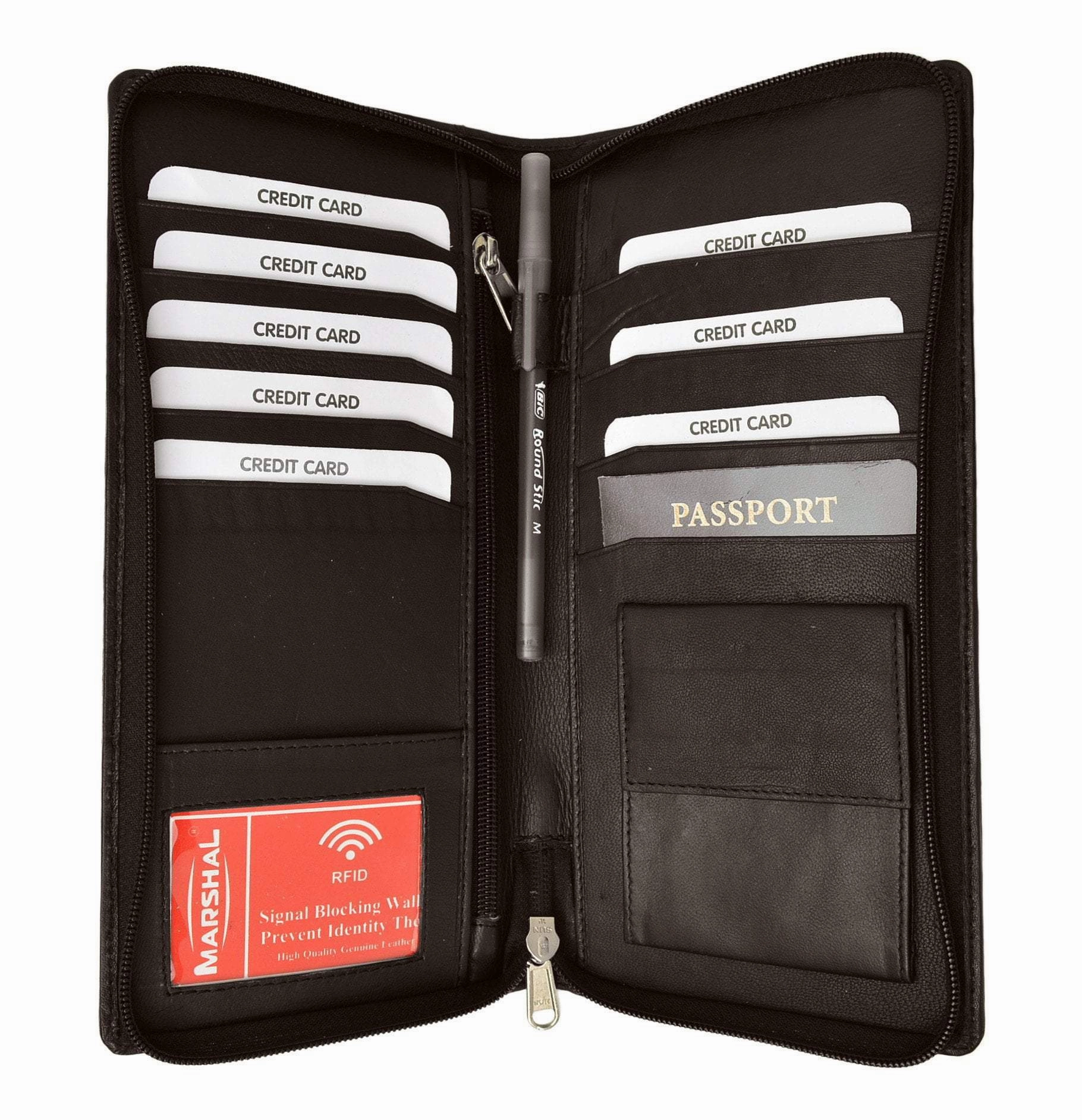 Limited Time Hot Deal Big Clearance Event Rfid Premium Leather Zipper Travel Credit Card Passport Wallet Rfid P 663 (C)