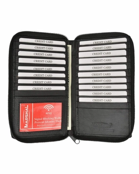 Big Hot Sale New Arrival Discount Rfid Premium Soft Leather Zipper Wallet Business & Credit Card Case Holder Bifold Rfid P 729 (C)