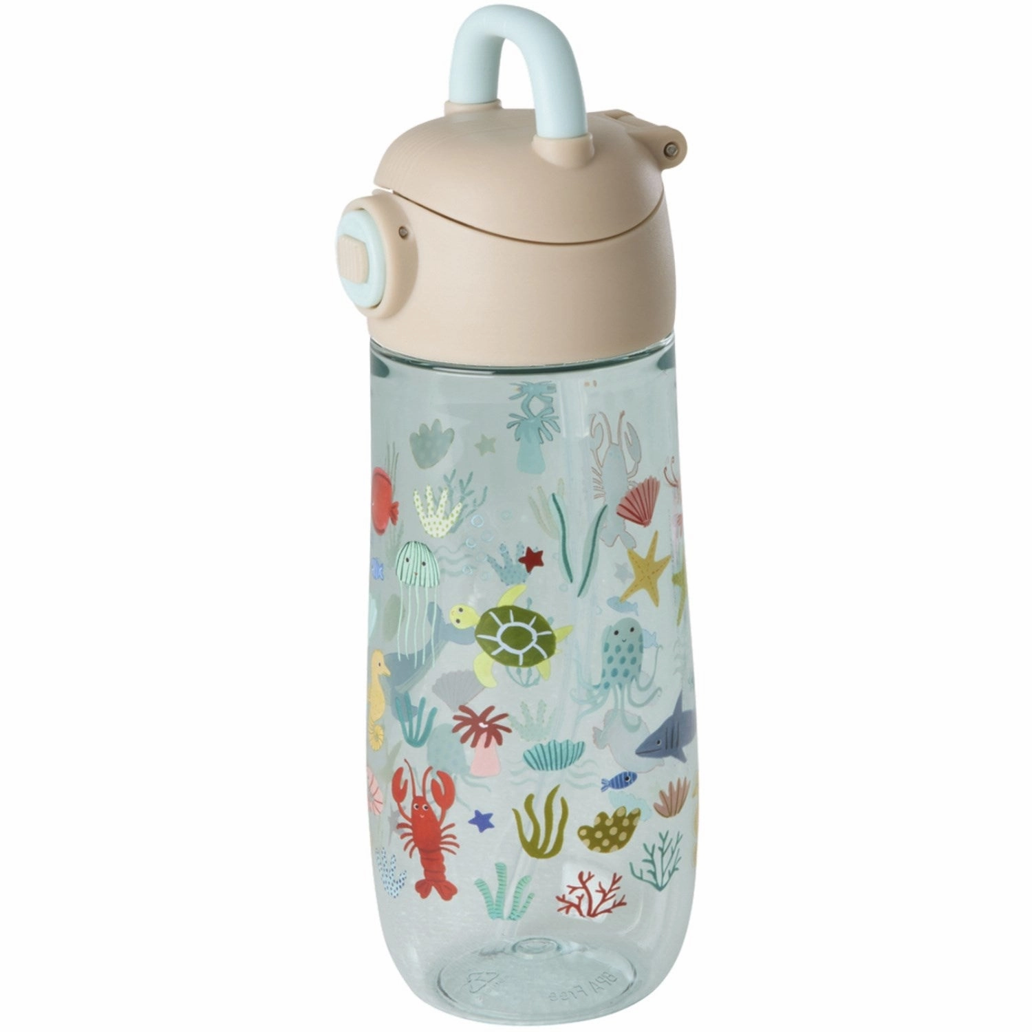 Grab Your Savings Rice Blue Ocean Print Plastic Kids Drinking Bottle 550 Ml