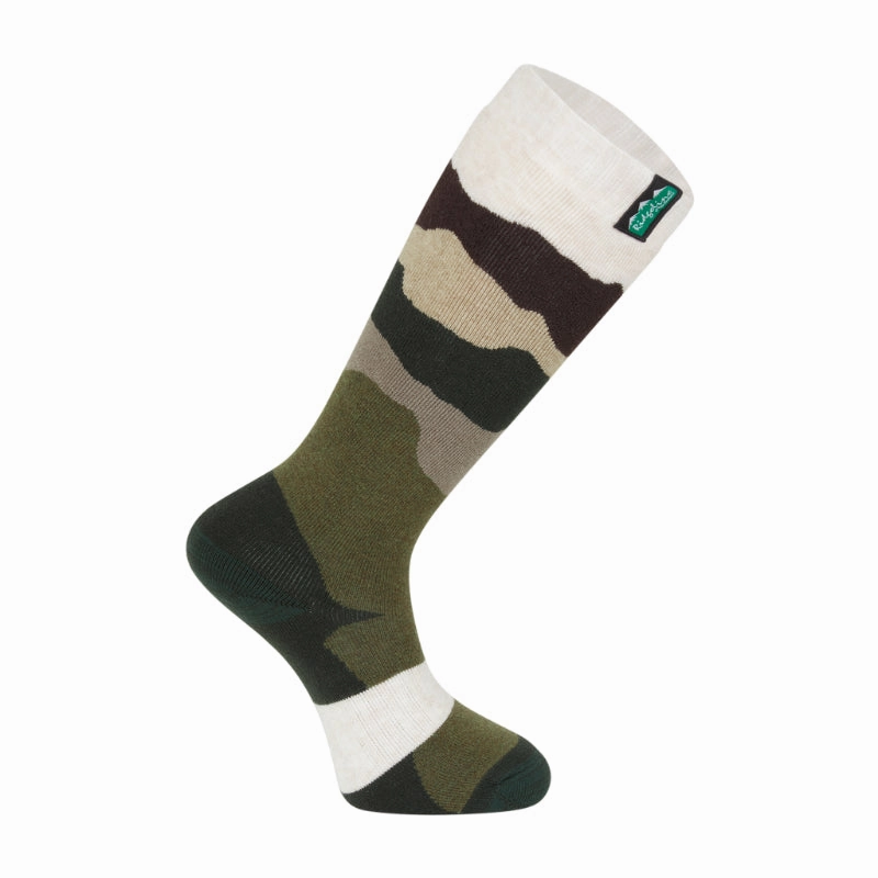 Ridgeline Merino Wool Full Length Socks - Olive Stripes Big Clearance Event
