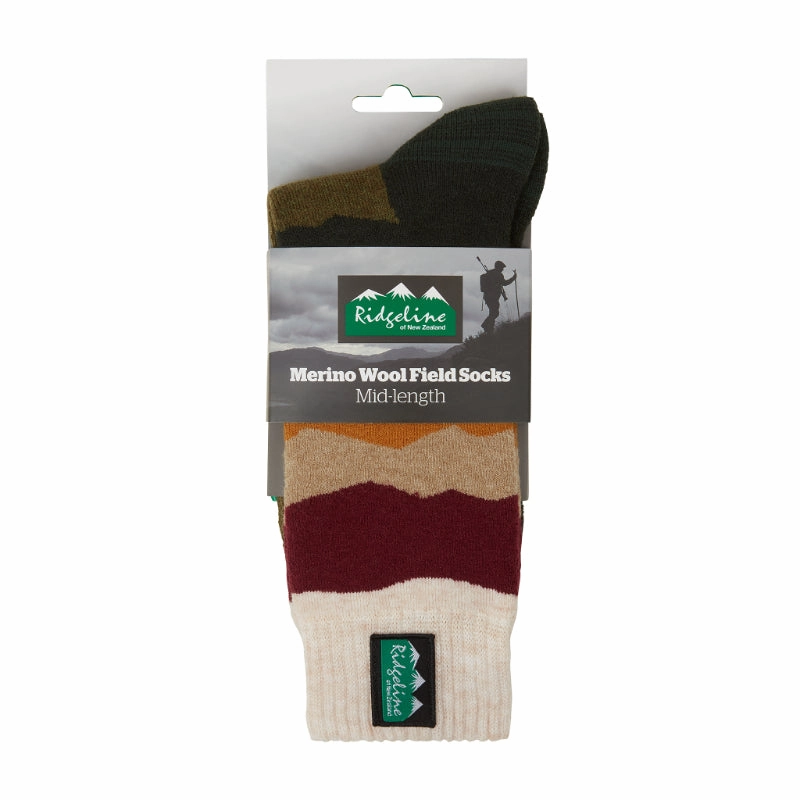 Ridgeline Merino Wool Mid Length Socks - Berry Stripes GiftWorthy Sale MustHave Gift Ideas