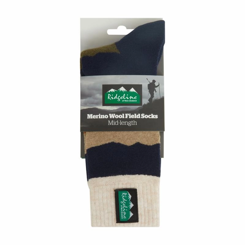 Save More Online Perfect Gift Sale Ridgeline Merino Wool Mid Length Socks - Olive Stripes