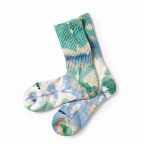 Rototo Allrounder Merino Crew Tie Dye Socks Green / Blue Flash Offer Today