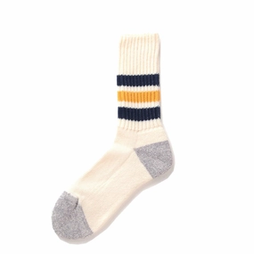 Limited Time Hot Deal Best Price Online Rototo Coarse Ribbed Oldschool Crew Socks Navy / Yellow