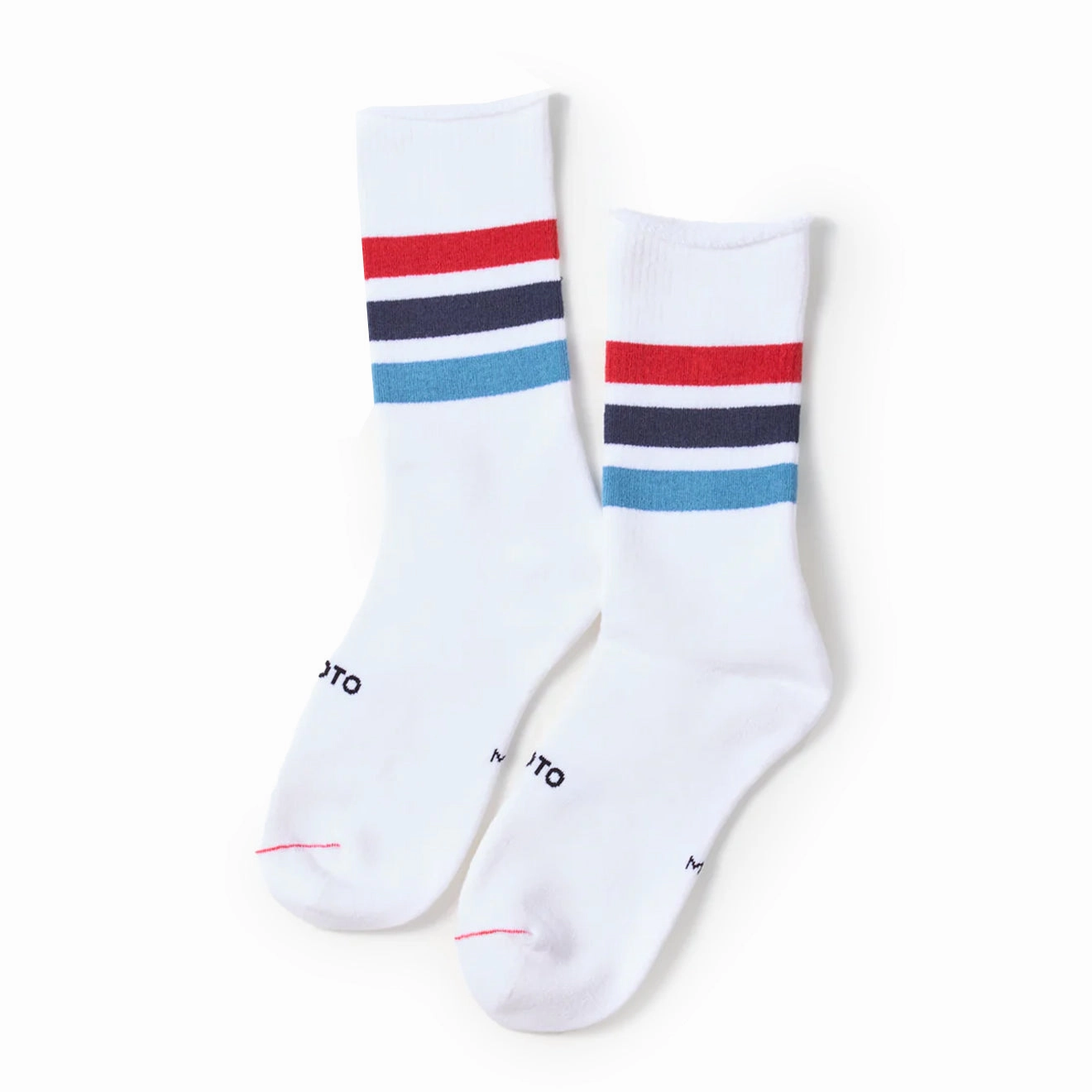 Rototo Fine Pile Striped Crew Socks Red  /  Blue  /  Light Blue Limited Time Steal