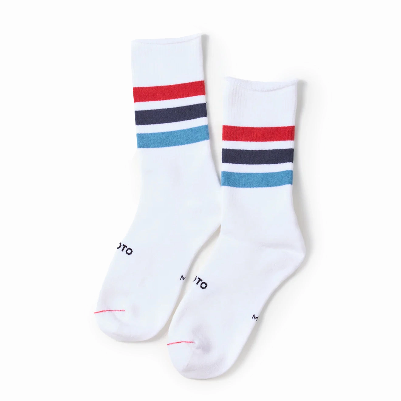 Trending Deals Today Rototo Fine Pile Striped Crew Socks Red  /  Blue  /  Light Blue