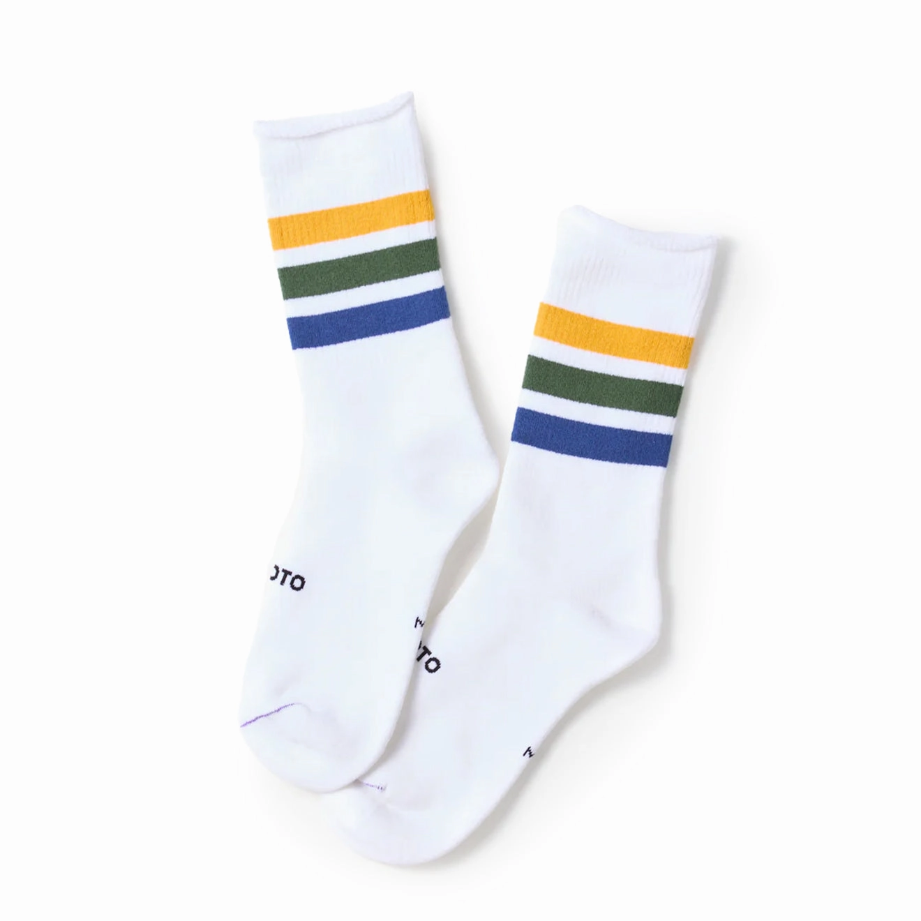 Rototo Fine Pile Striped Crew Socks Yellow  /  Green  /  Blue Limited Time Discount Instant Savings Inside