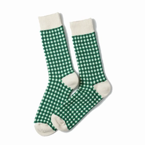 Trendy Picks Today Hot Price Drop Rototo Jacquard Knit Gingham Sock Green