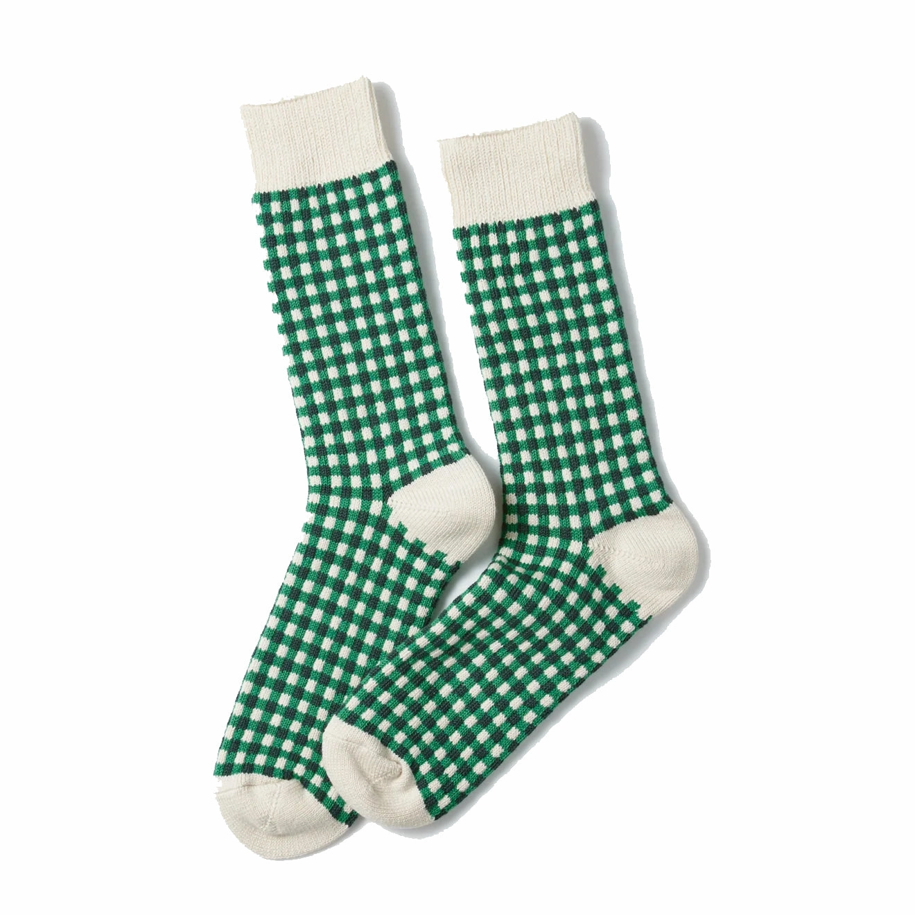 Trendy Picks Today Hot Price Drop Rototo Jacquard Knit Gingham Sock Green