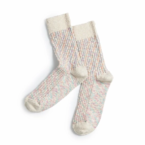 Rototo Kasuri Ribbed Crew Socks Coral / Blue Surprise Discount Today