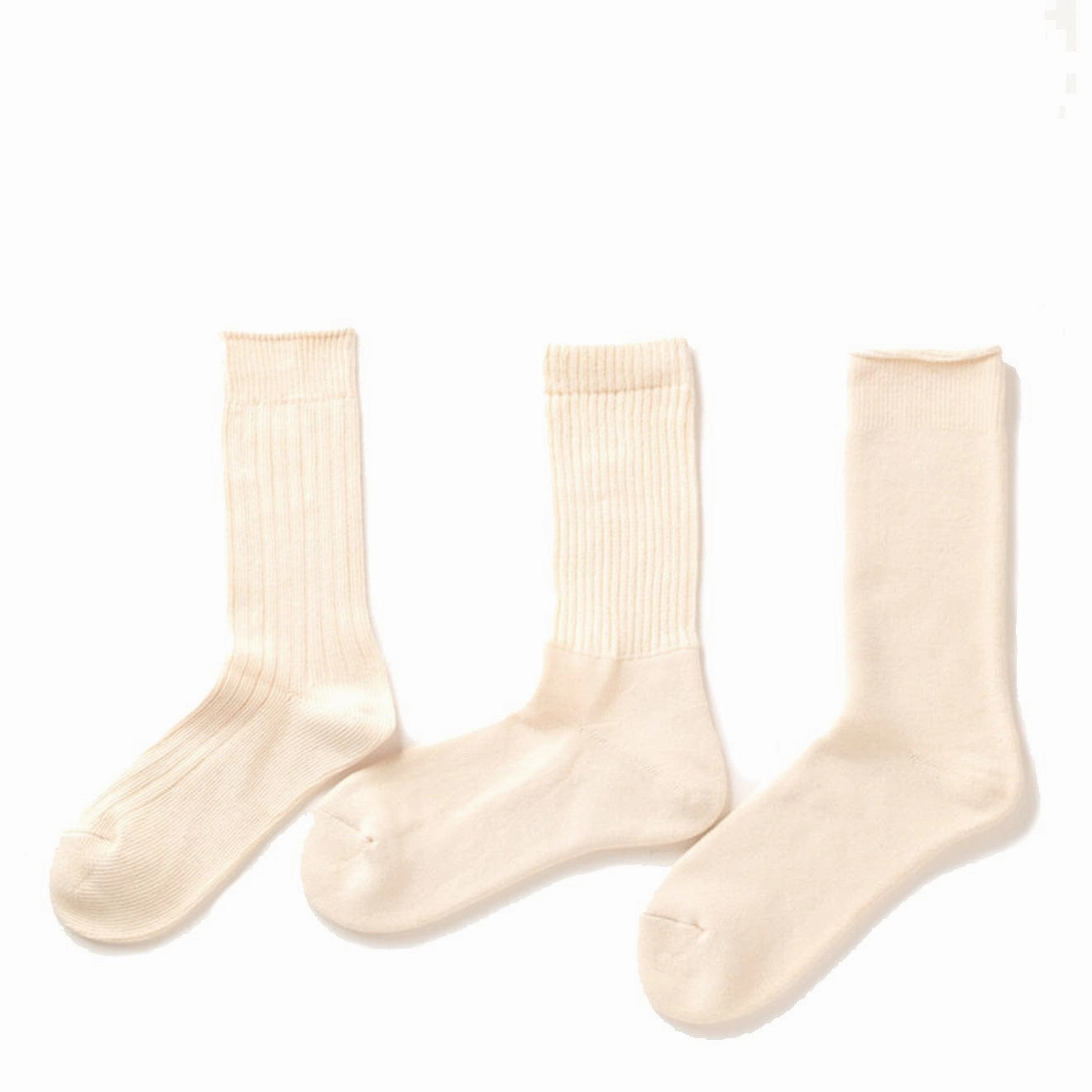 Grab Save Today Rototo Organic Daily 3 Pack Crew Socks Ecru