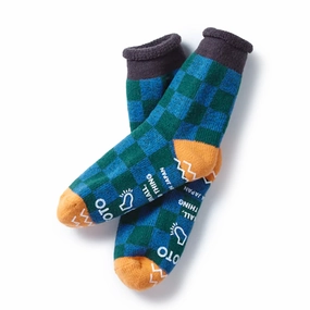 Rototo Pile Room Socks Checkerboard Charcoal / Light Orange Best Deal Online Unmissable Deal Today