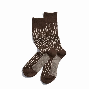 Rototo Rain Drop Crew Socks Dark Brown / Ivory Save Today Event