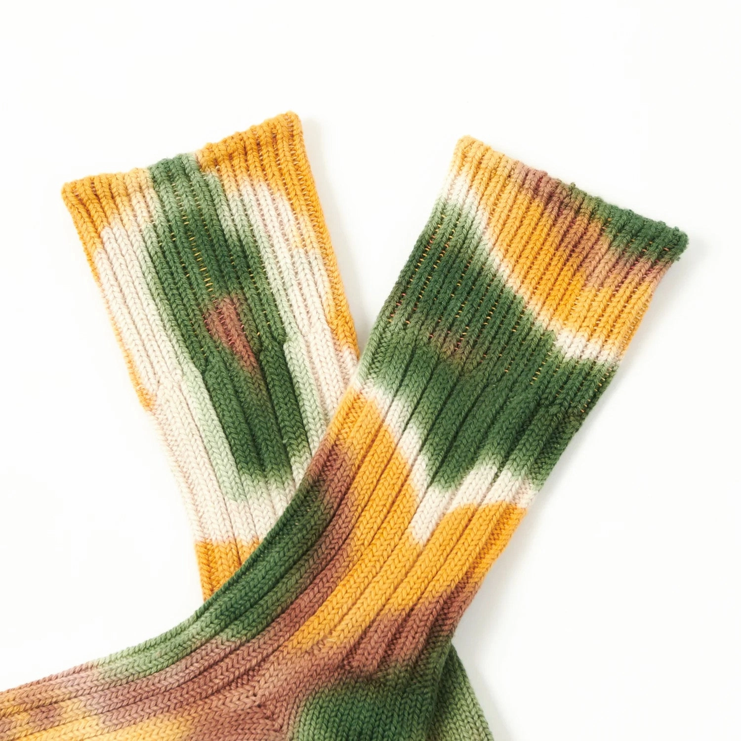 Sale Ending Soon Big Savings Alert Rototo Tie-Dye Sock Green / Gold / Brown