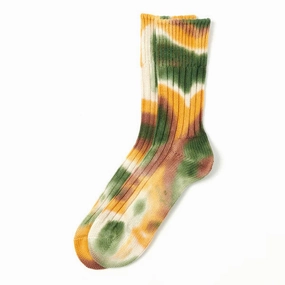 Exclusive Holiday Deal Rototo Tie-Dye Sock Green / Gold / Brown
