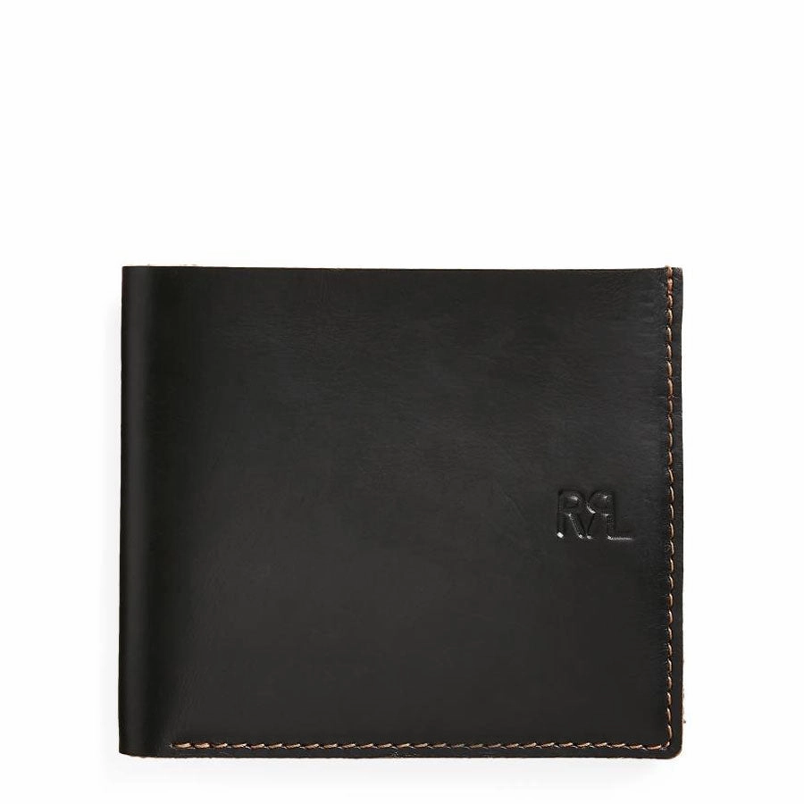 Todays Steal Rrl By Ralph Lauren Billfold Wallet Tumbled Leather Black Over Brown