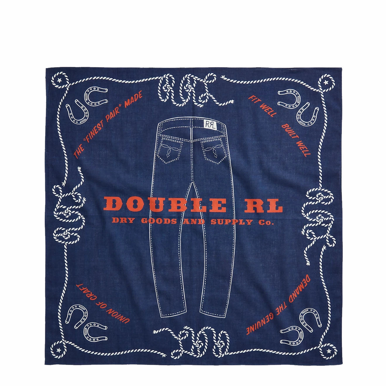 Todays Hot Pick Shop Save Today Rrl By Ralph Lauren Indigo Jean-Print Cotton Bandana Indigo/Cream/Red