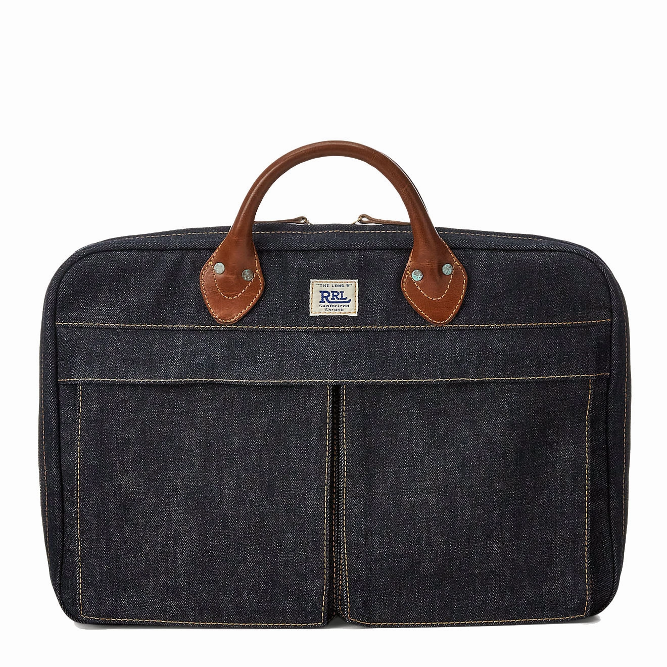 Hot Deal Alert Rrl By Ralph Lauren Leather-Trim Denim Briefcase Indigo