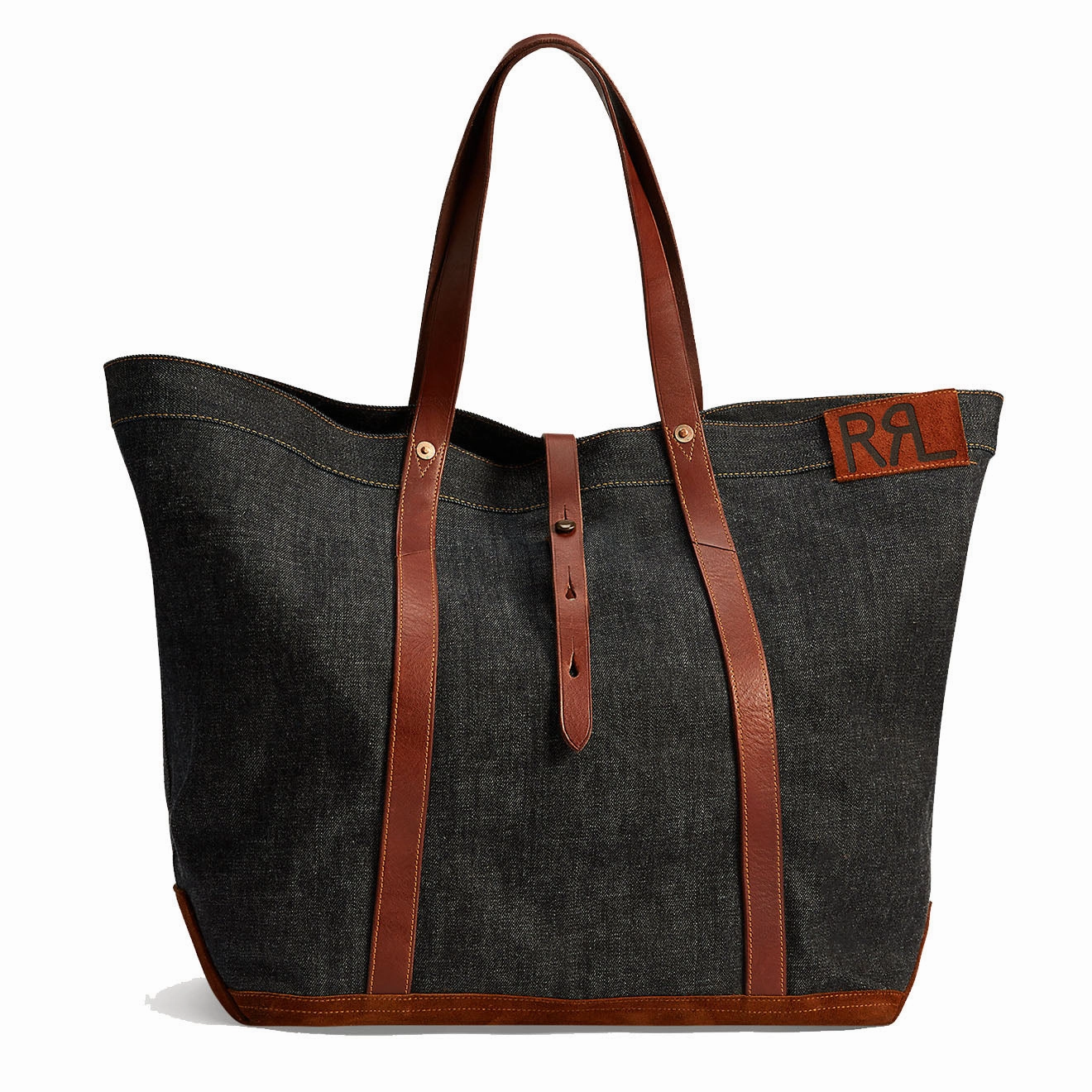 Best Price Today Rrl By Ralph Lauren Leather-Trim Denim Tote Indigo