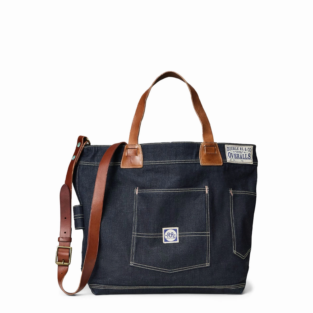 Daily Special Offer Hot Picks Today Rrl By Ralph Lauren Leather-Trim Indigo Denim Tote Indigo/Brown