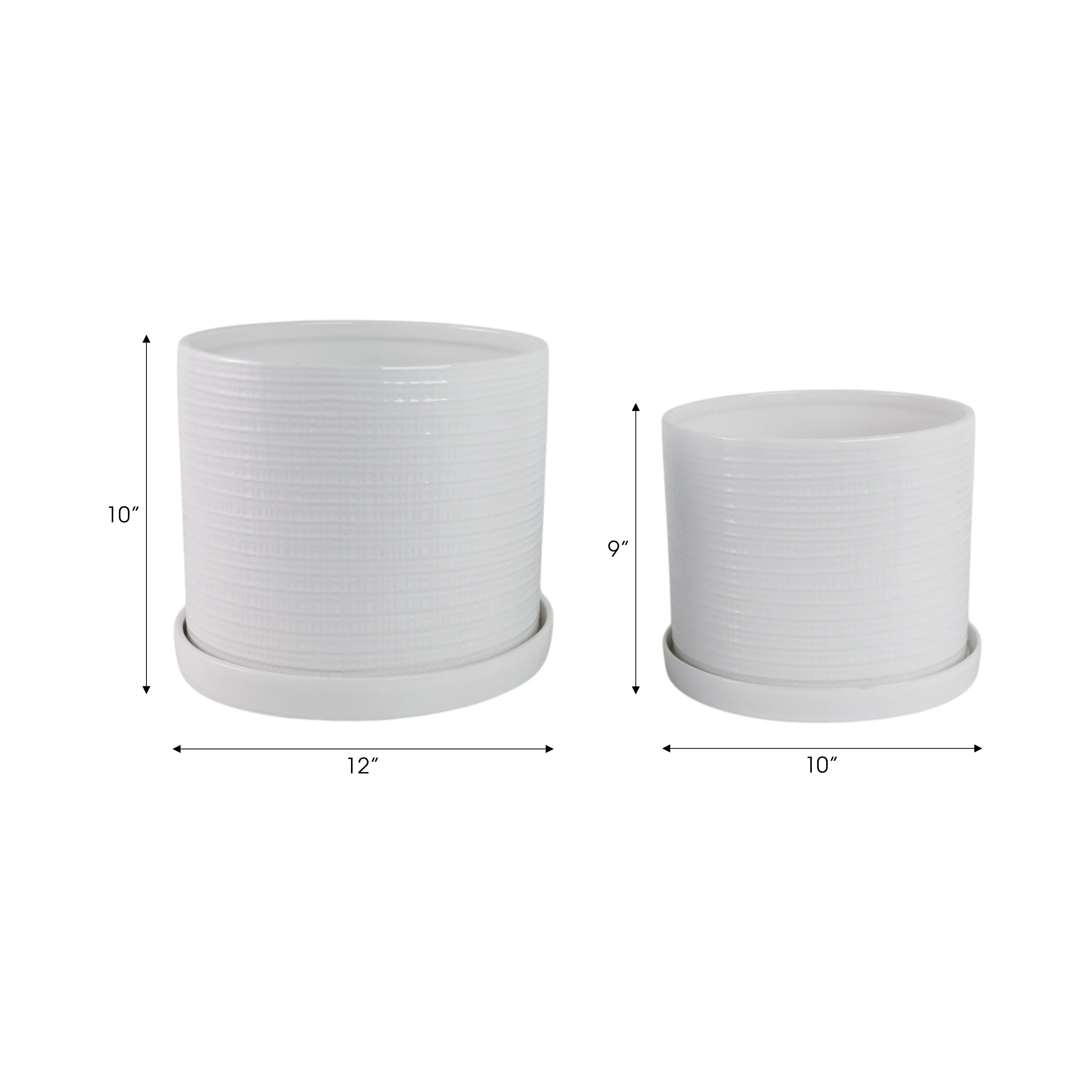 S/2 10/12" Modern Planter, White