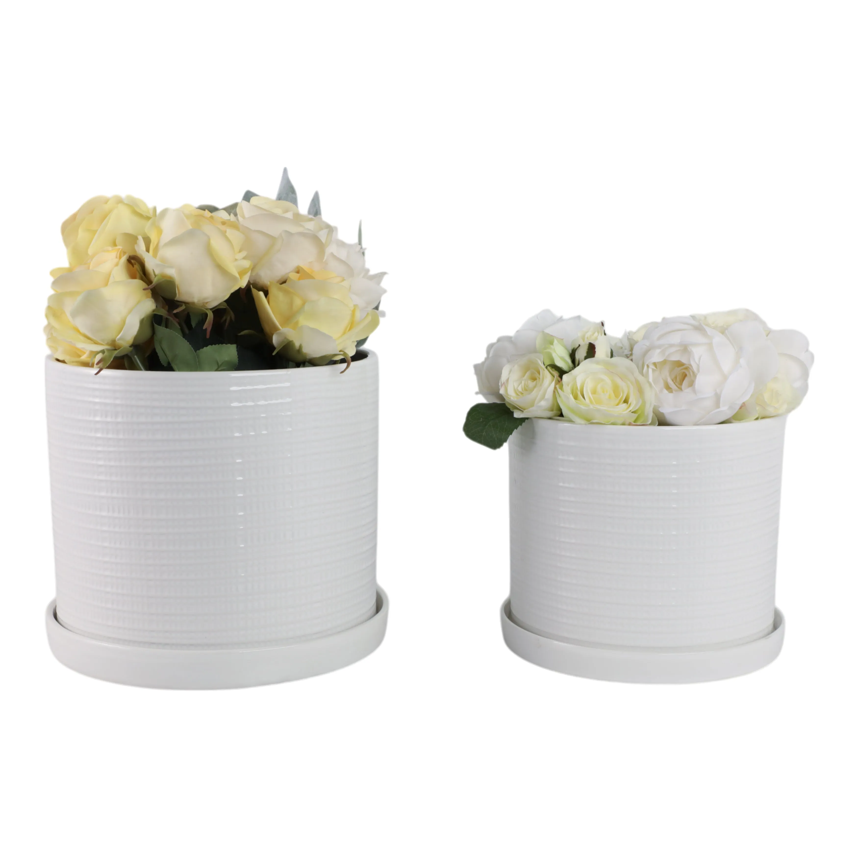 S/2 10/12" Modern Planter, White