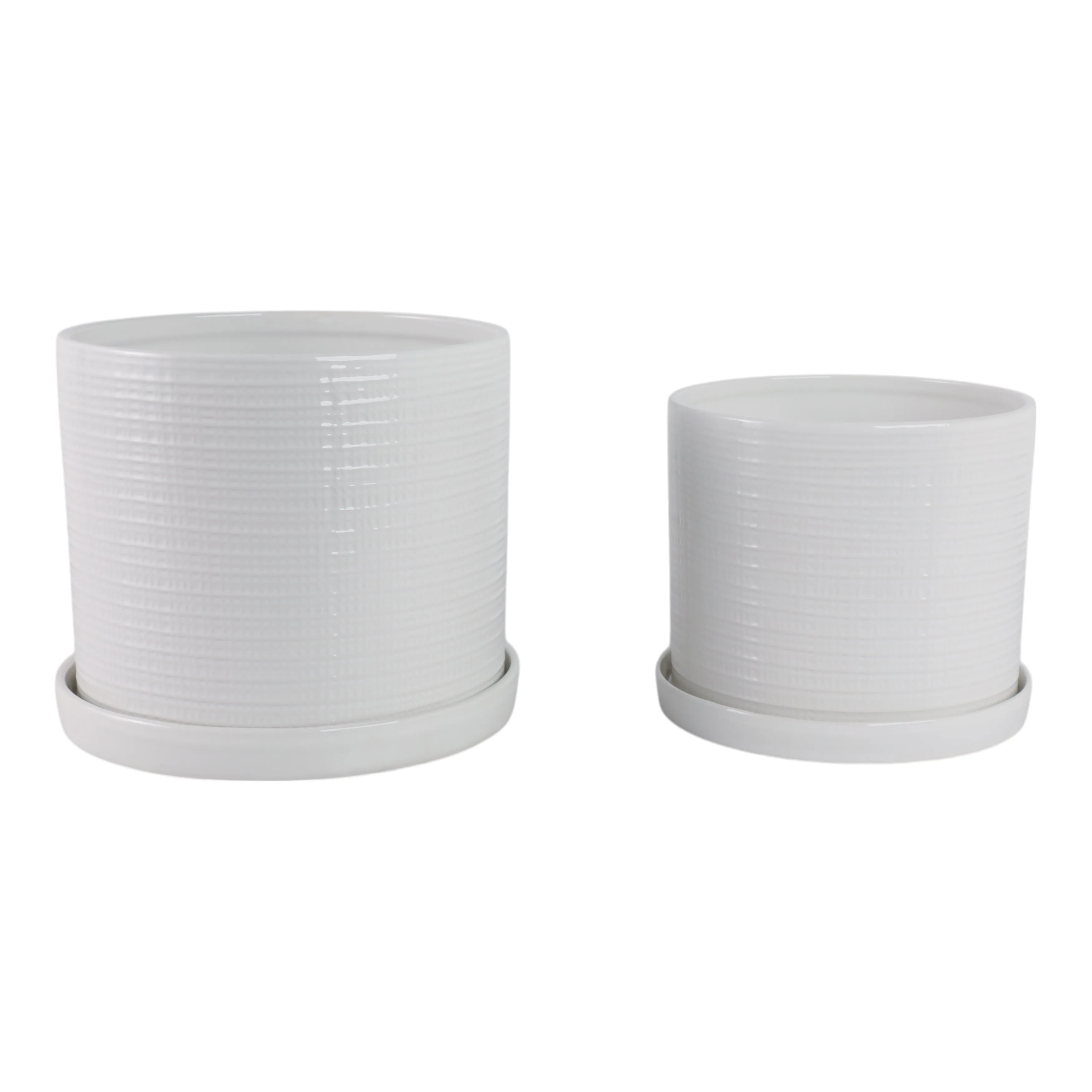 S/2 10/12" Modern Planter, White