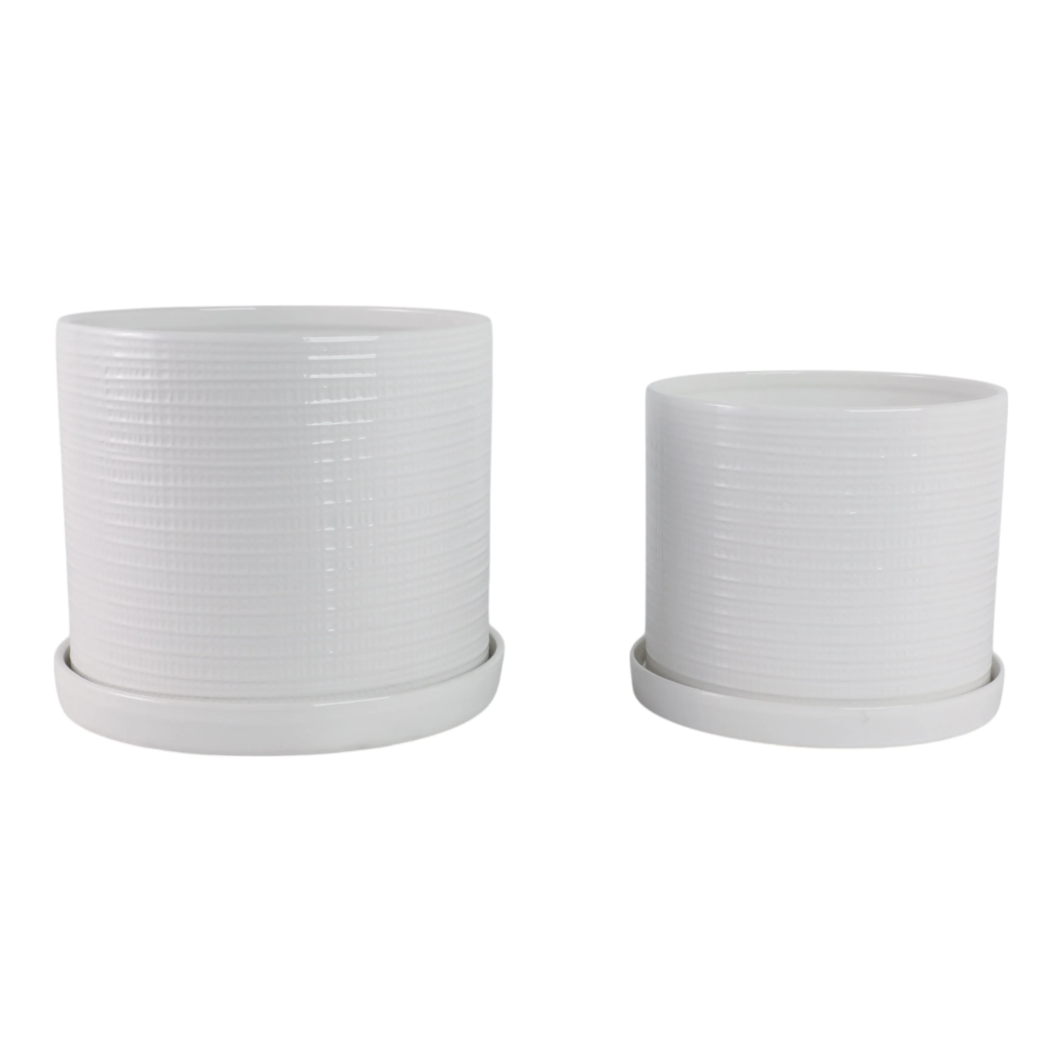 S/2 10/12" Modern Planter, White