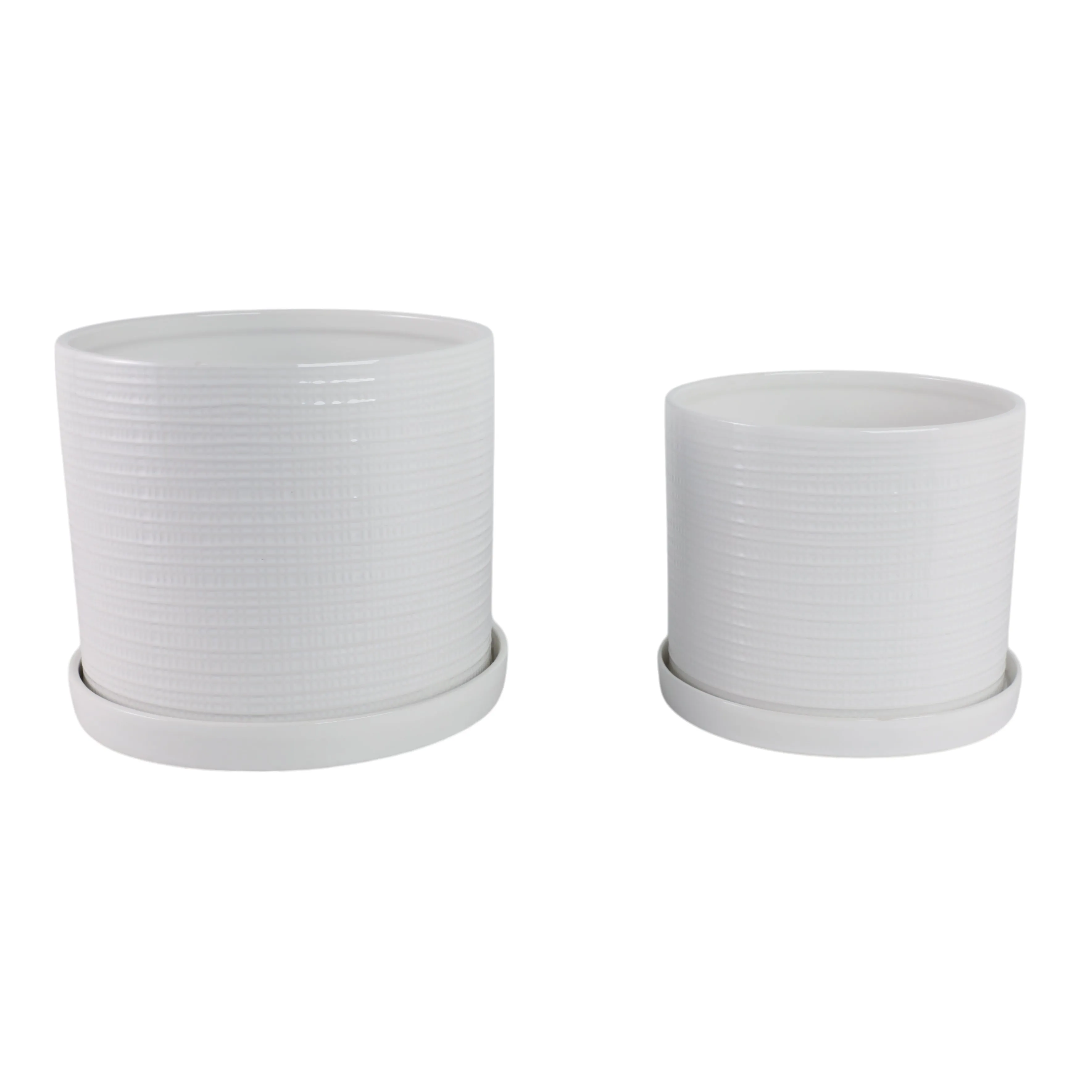 S/2 10/12" Modern Planter, White
