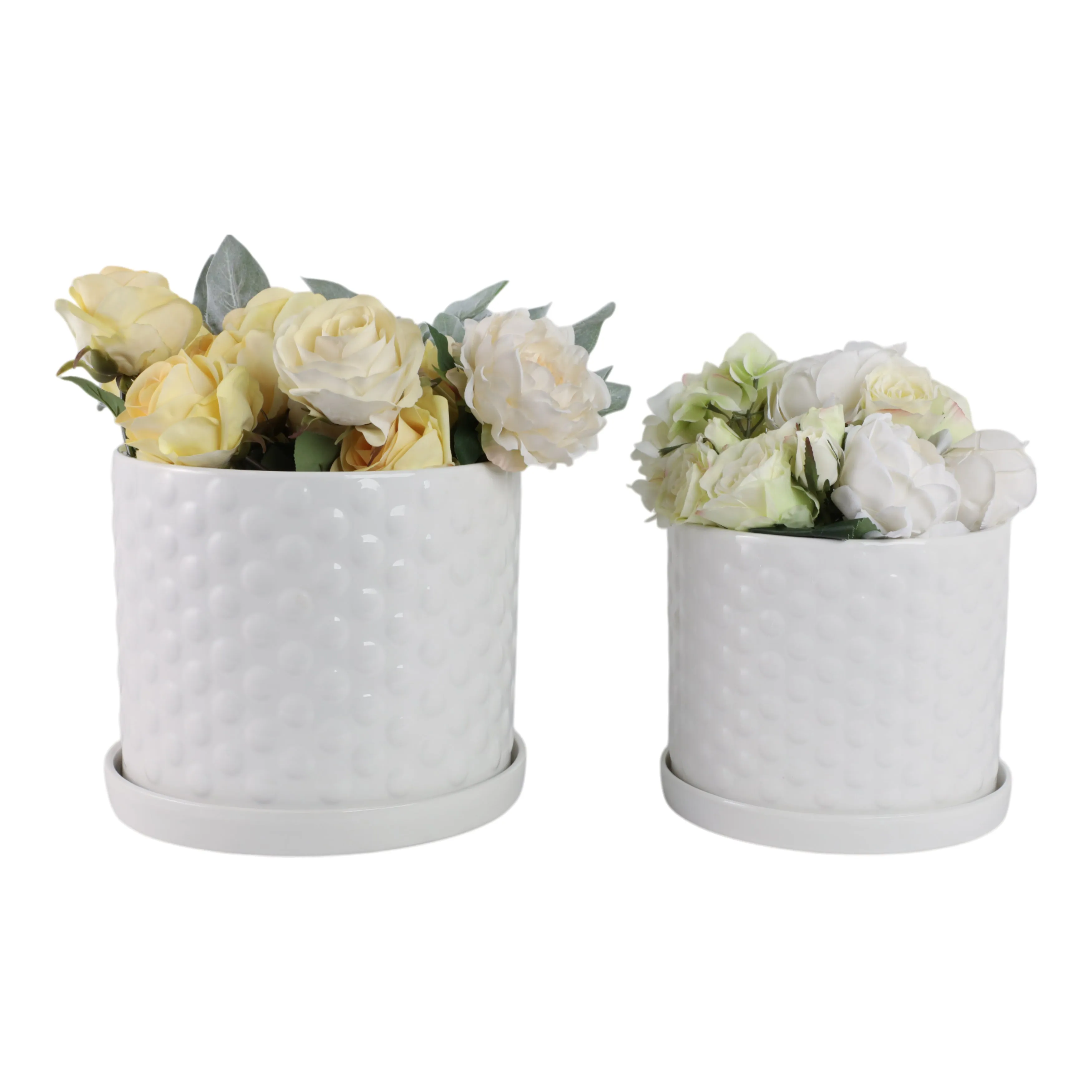 S/2 10/12" Small Bubble Planter, White