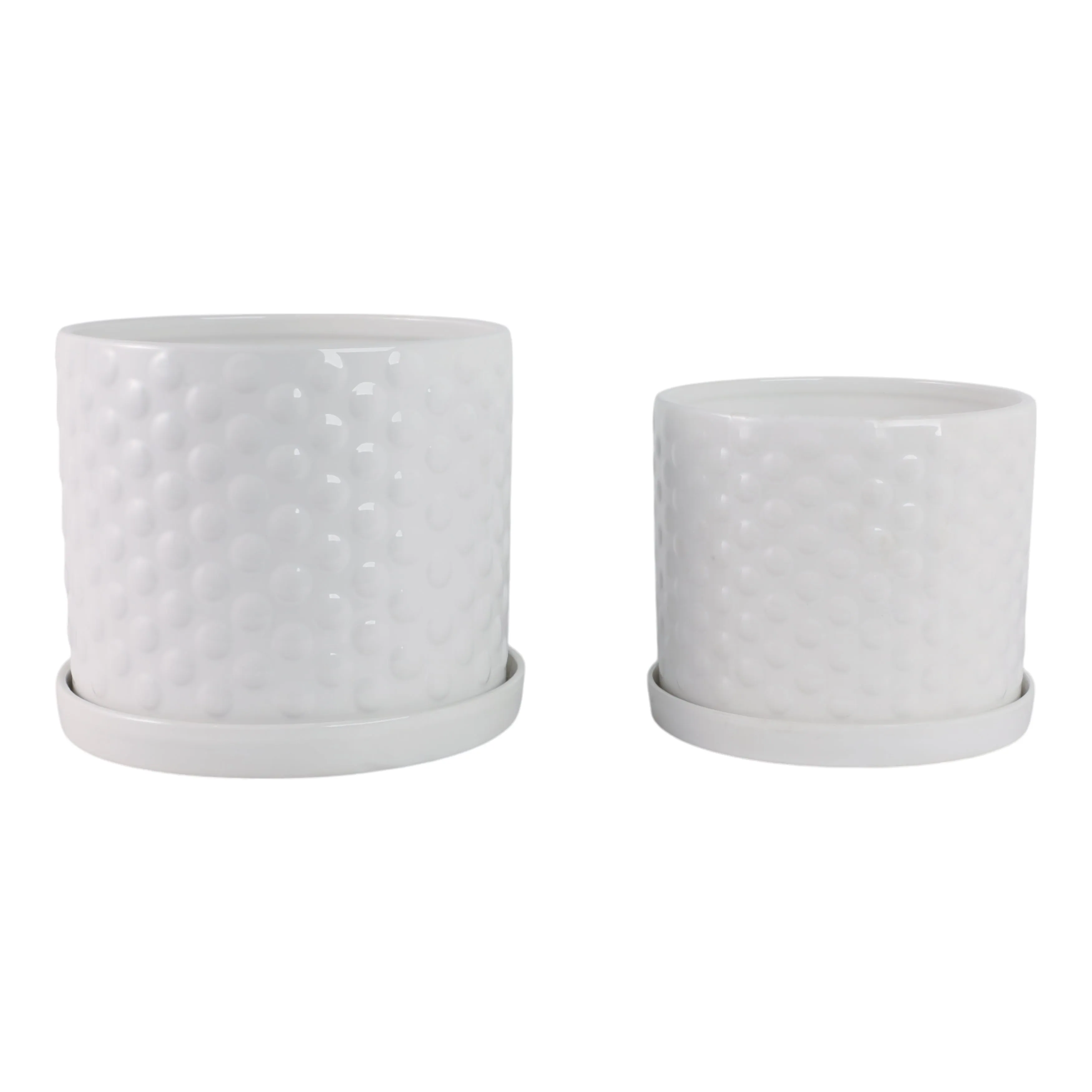 S/2 10/12" Small Bubble Planter, White