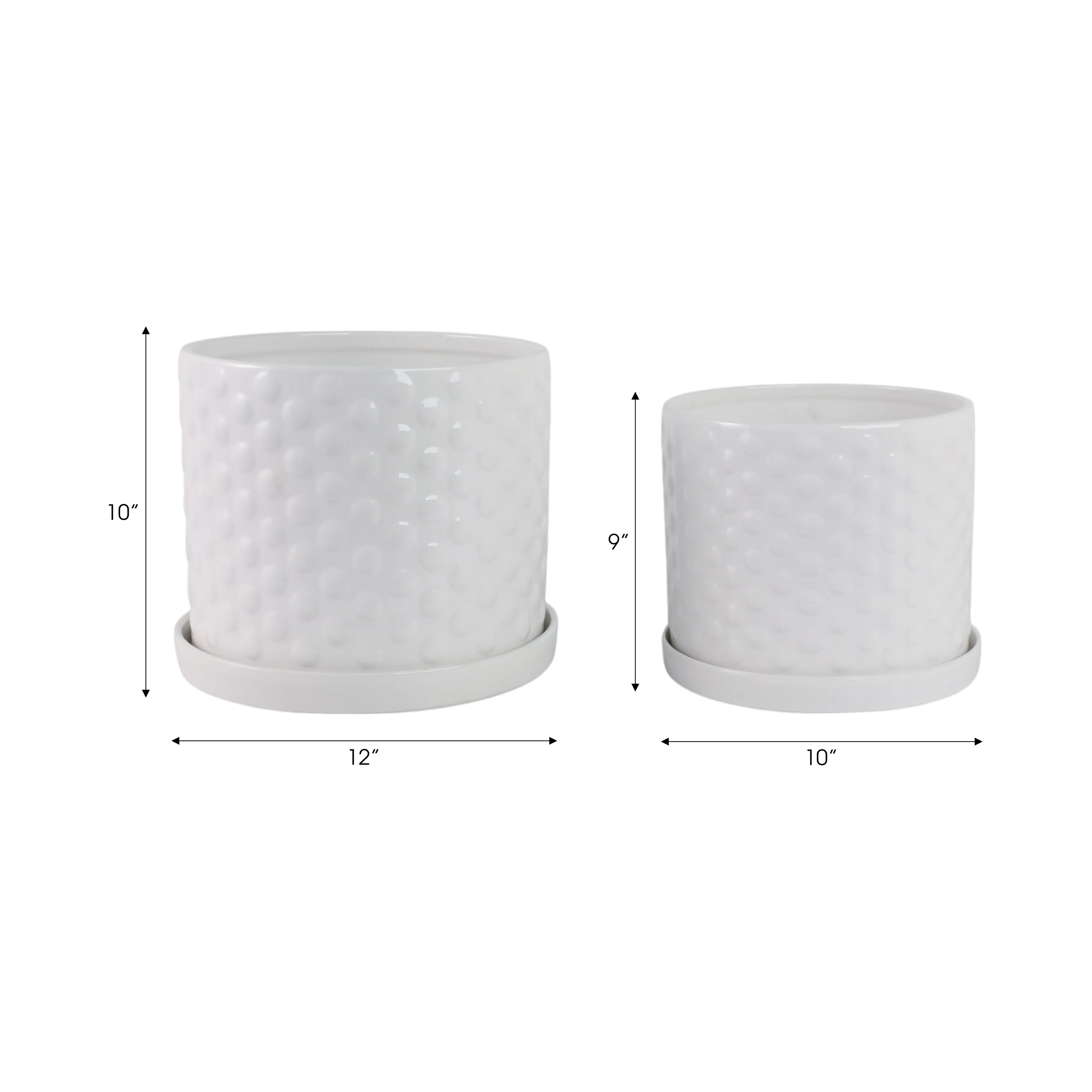 S/2 10/12" Small Bubble Planter, White