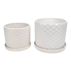 S/2 10/12" Small Bubble Planter, White