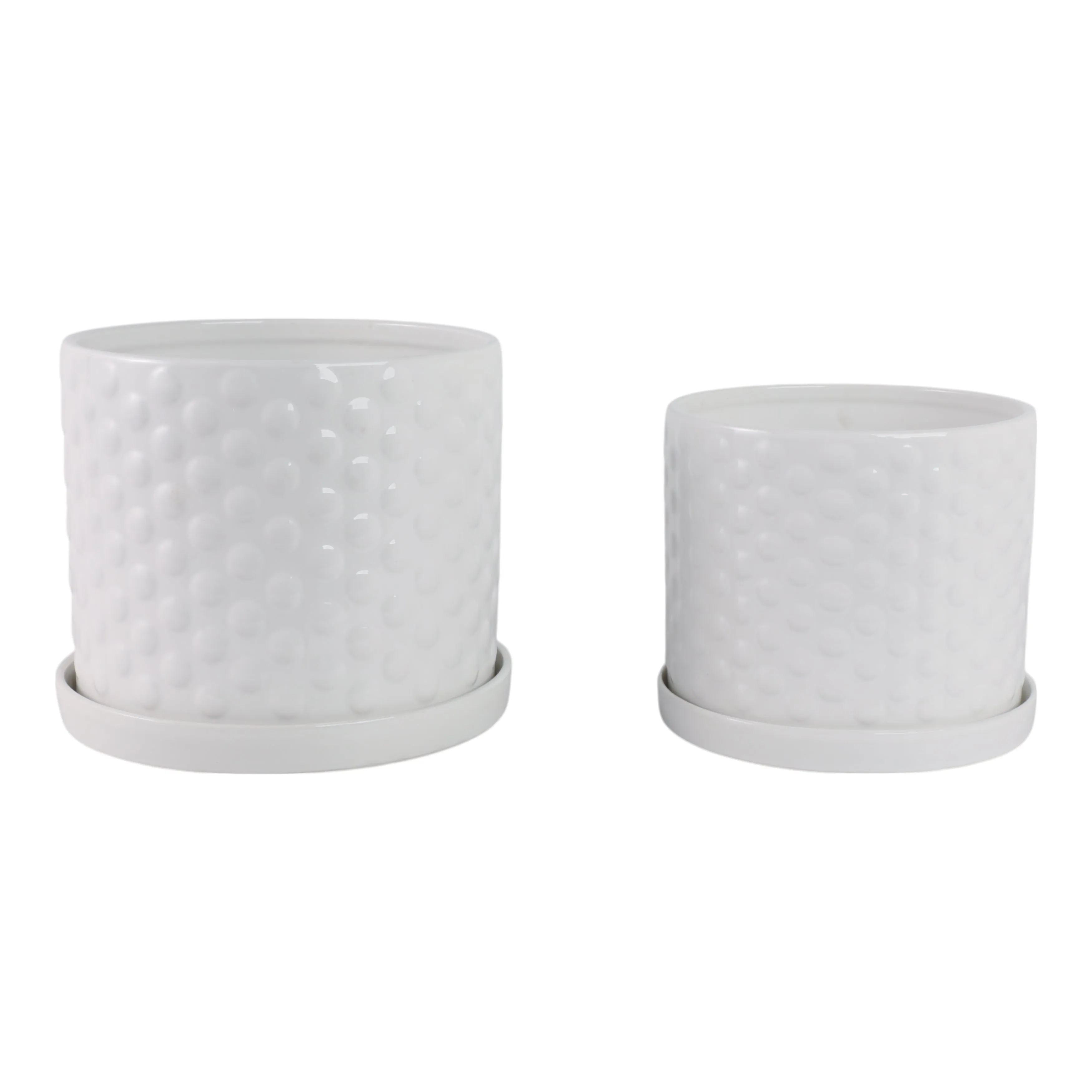 S/2 10/12" Small Bubble Planter, White