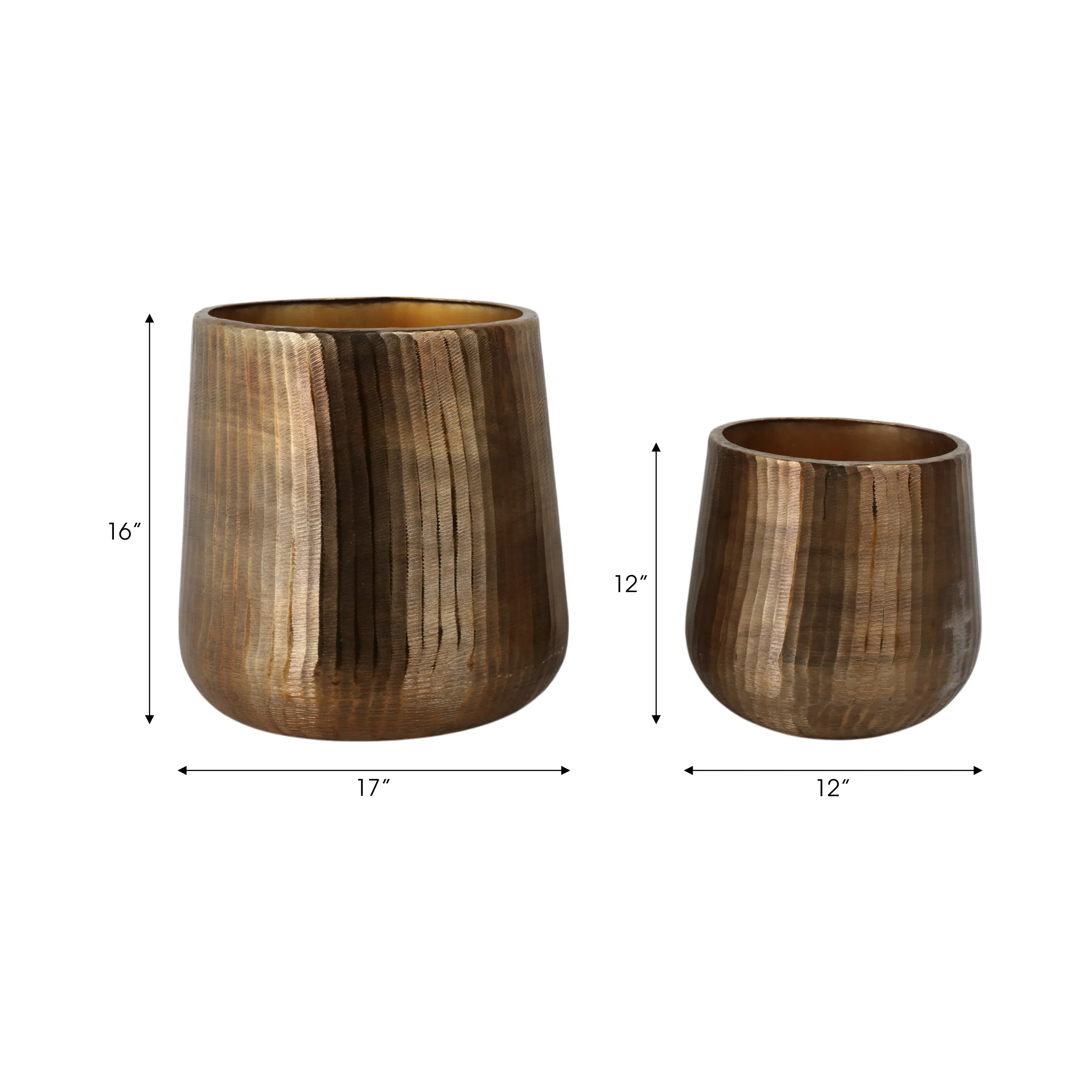 S/2 12/17" Kent Antique Bronze Planters