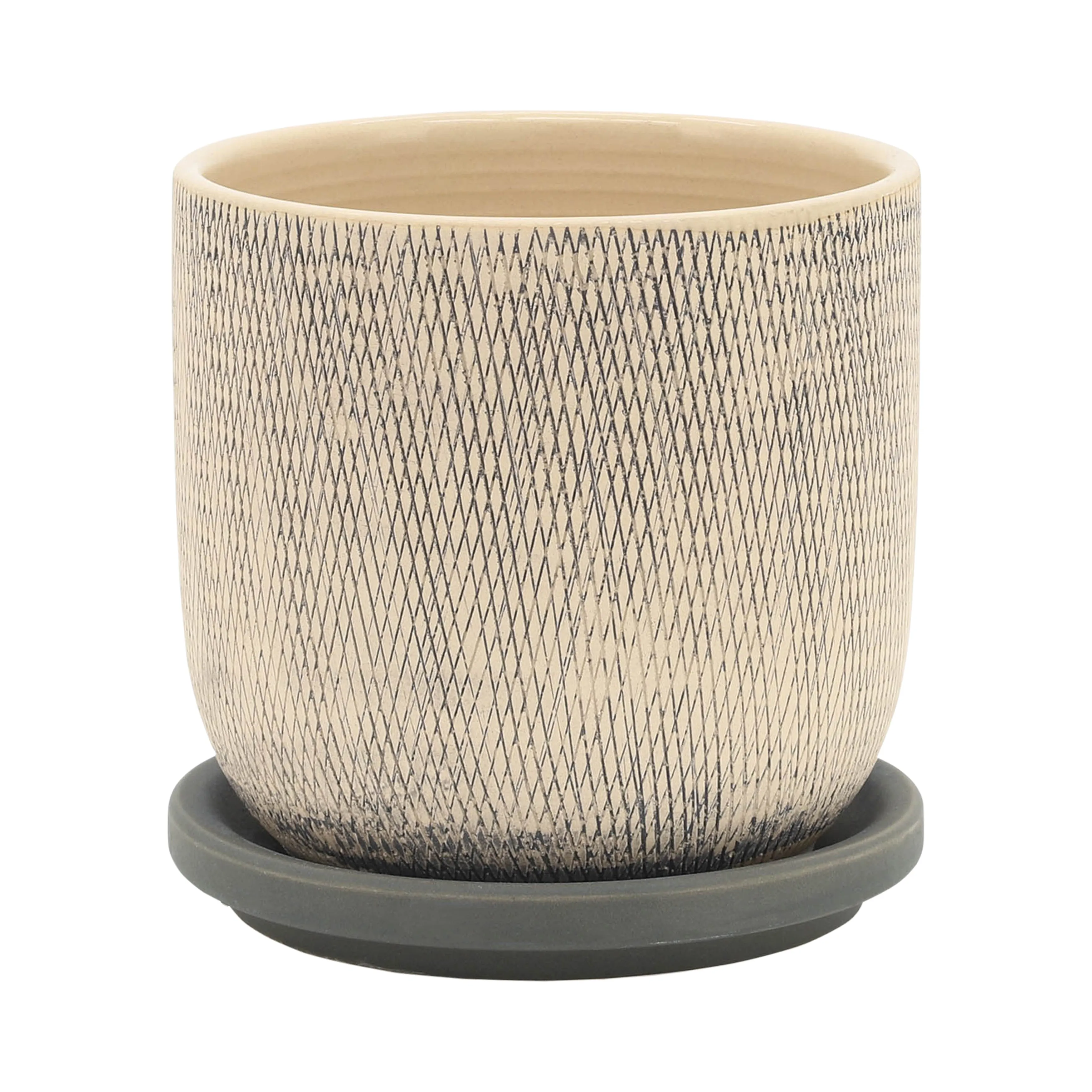 S/2 5/6" MESH PLANTER W/ SAUCER, GRAY