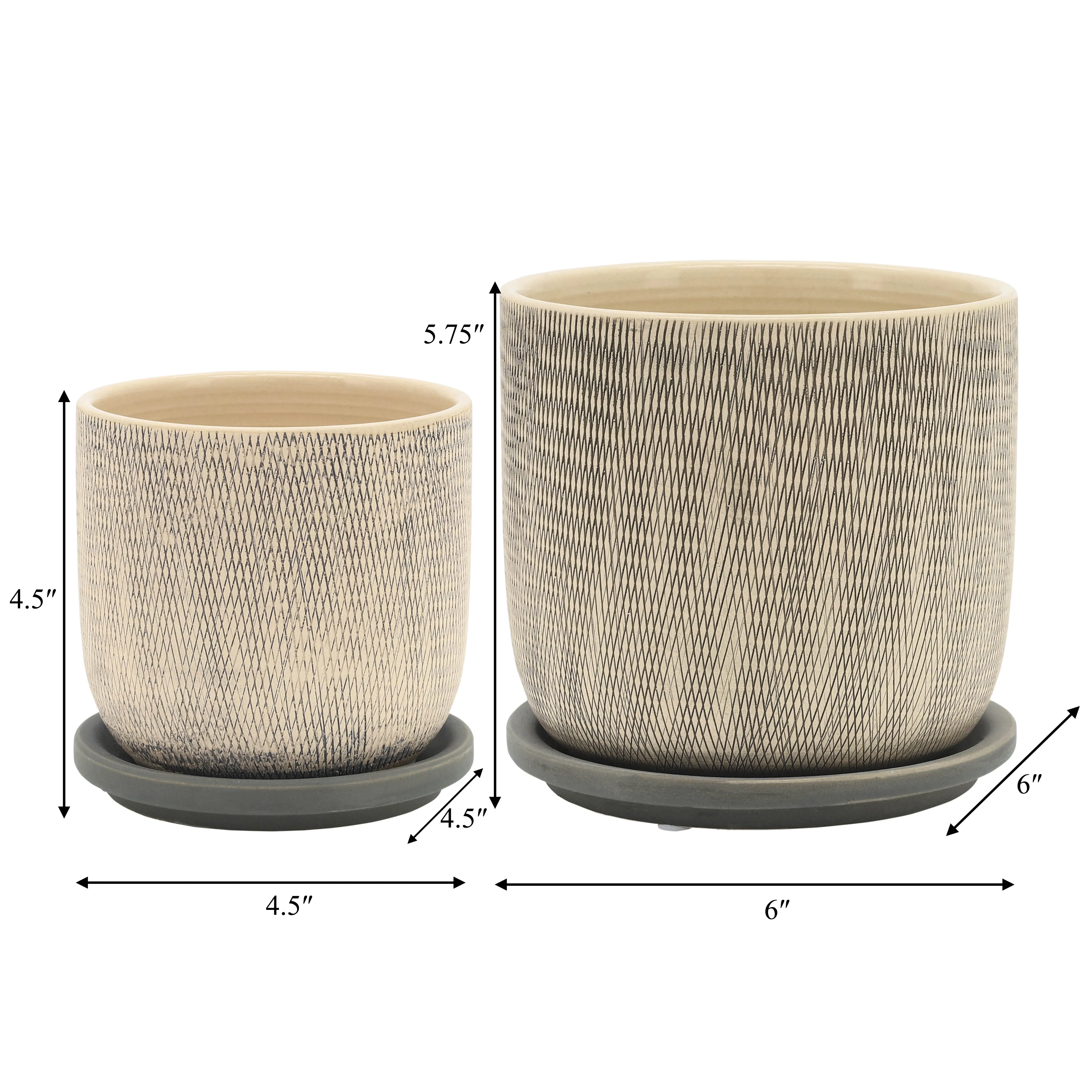 S/2 5/6" MESH PLANTER W/ SAUCER, GRAY