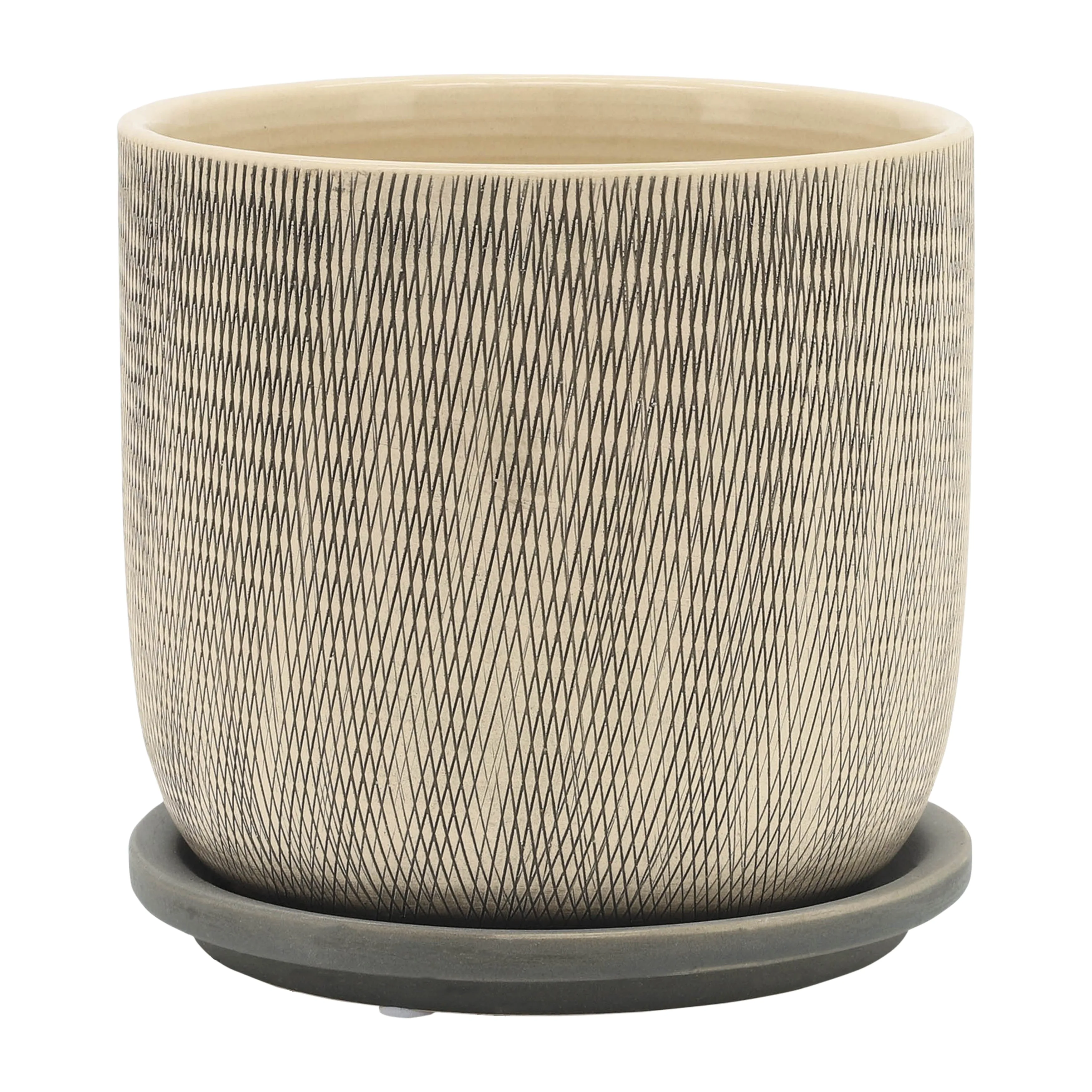 S/2 5/6" MESH PLANTER W/ SAUCER, GRAY