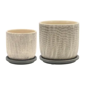 S/2 5/6" MESH PLANTER W/ SAUCER, GRAY