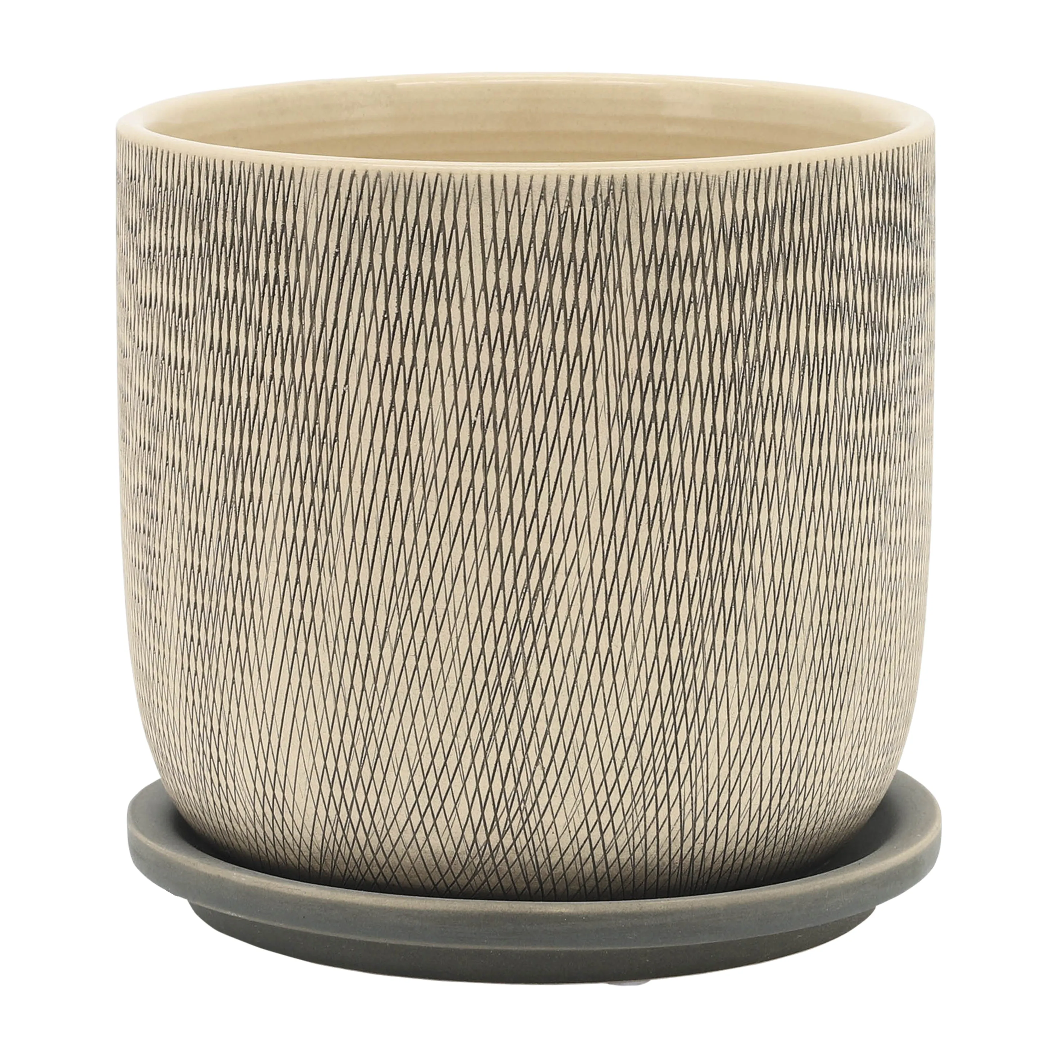 S/2 5/6" MESH PLANTER W/ SAUCER, GRAY