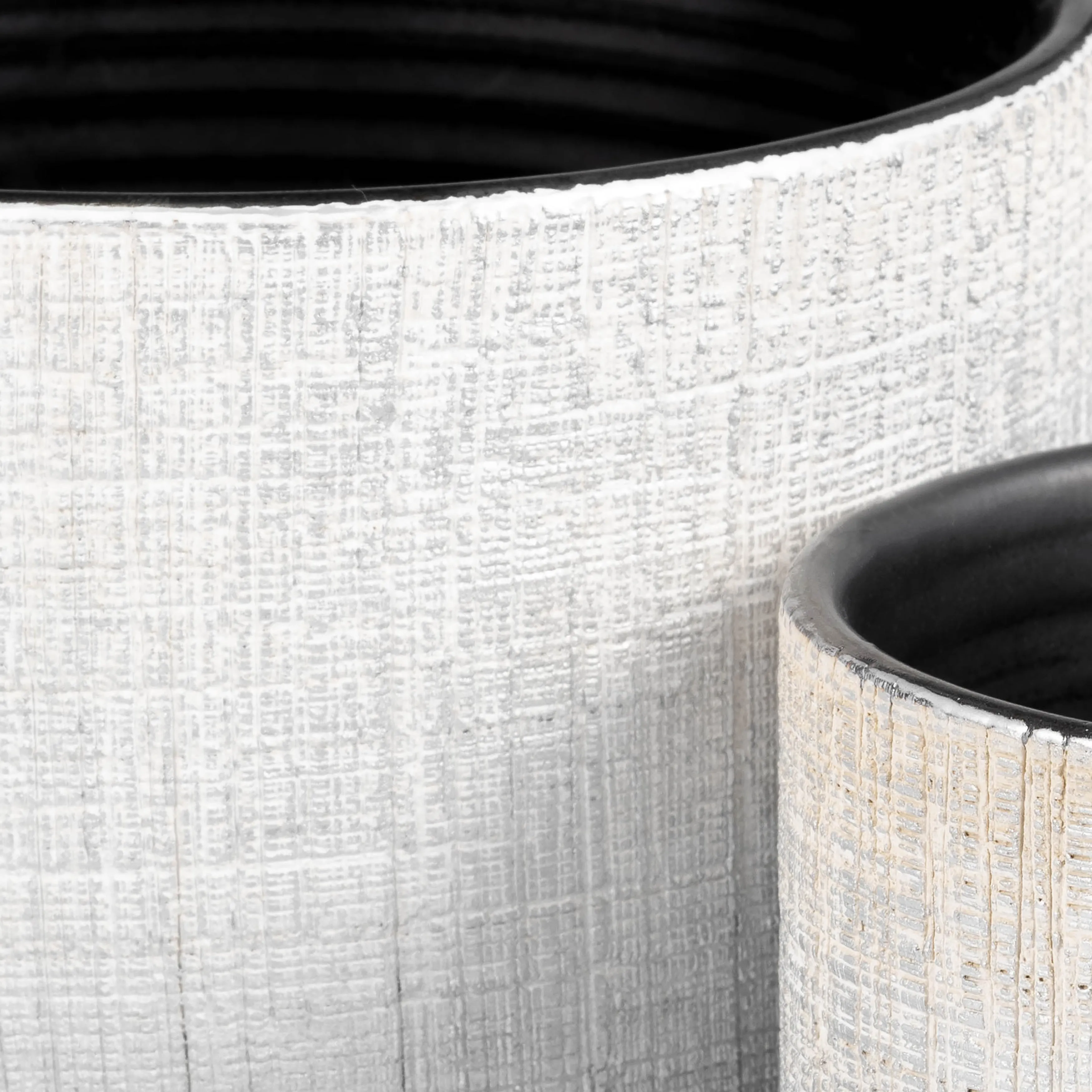 S/2 5/6" TEXTURED PLANTER WITH SAUCER, SILVER