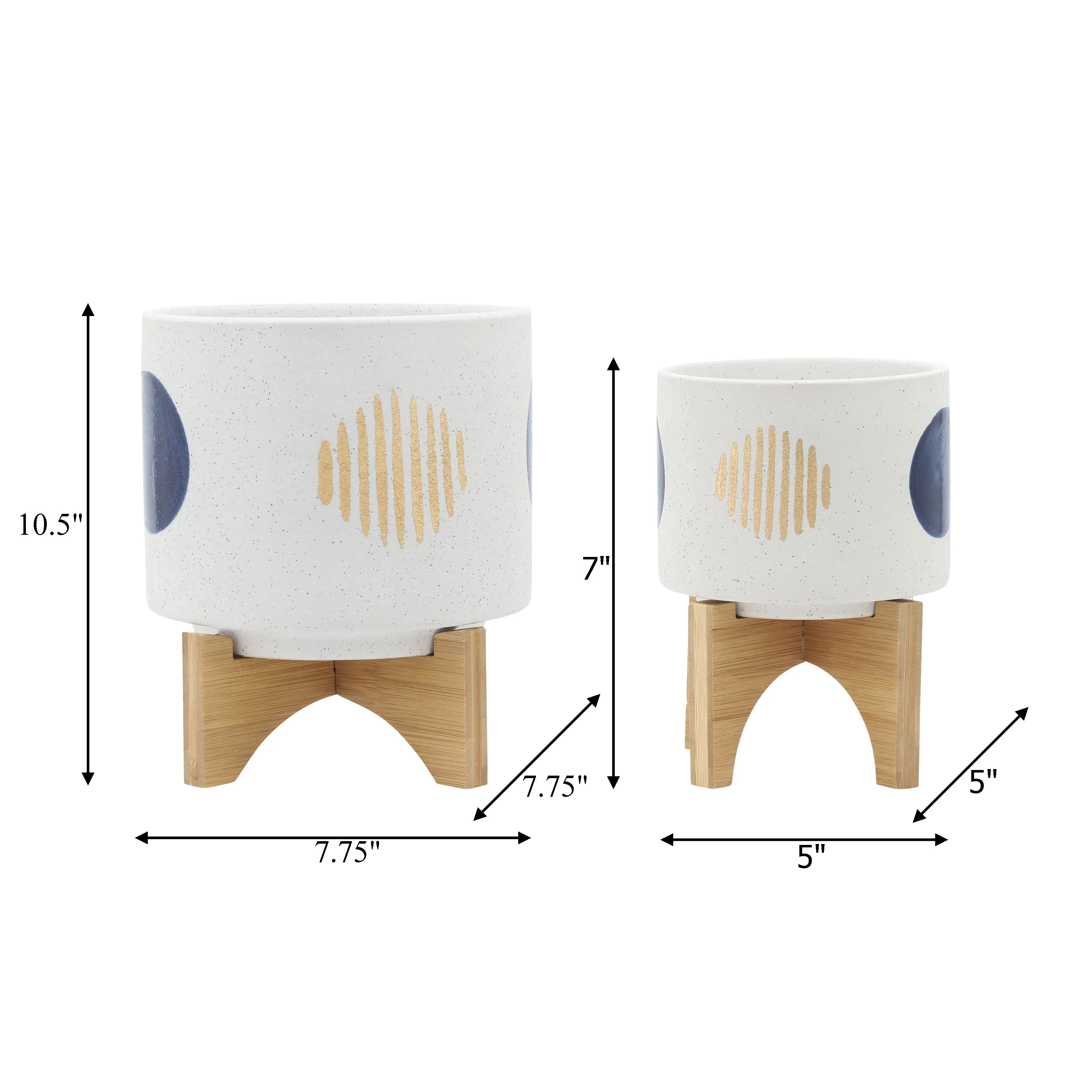 S/2 5/8" FUNKY PLANTER W/ STAND, WHITE