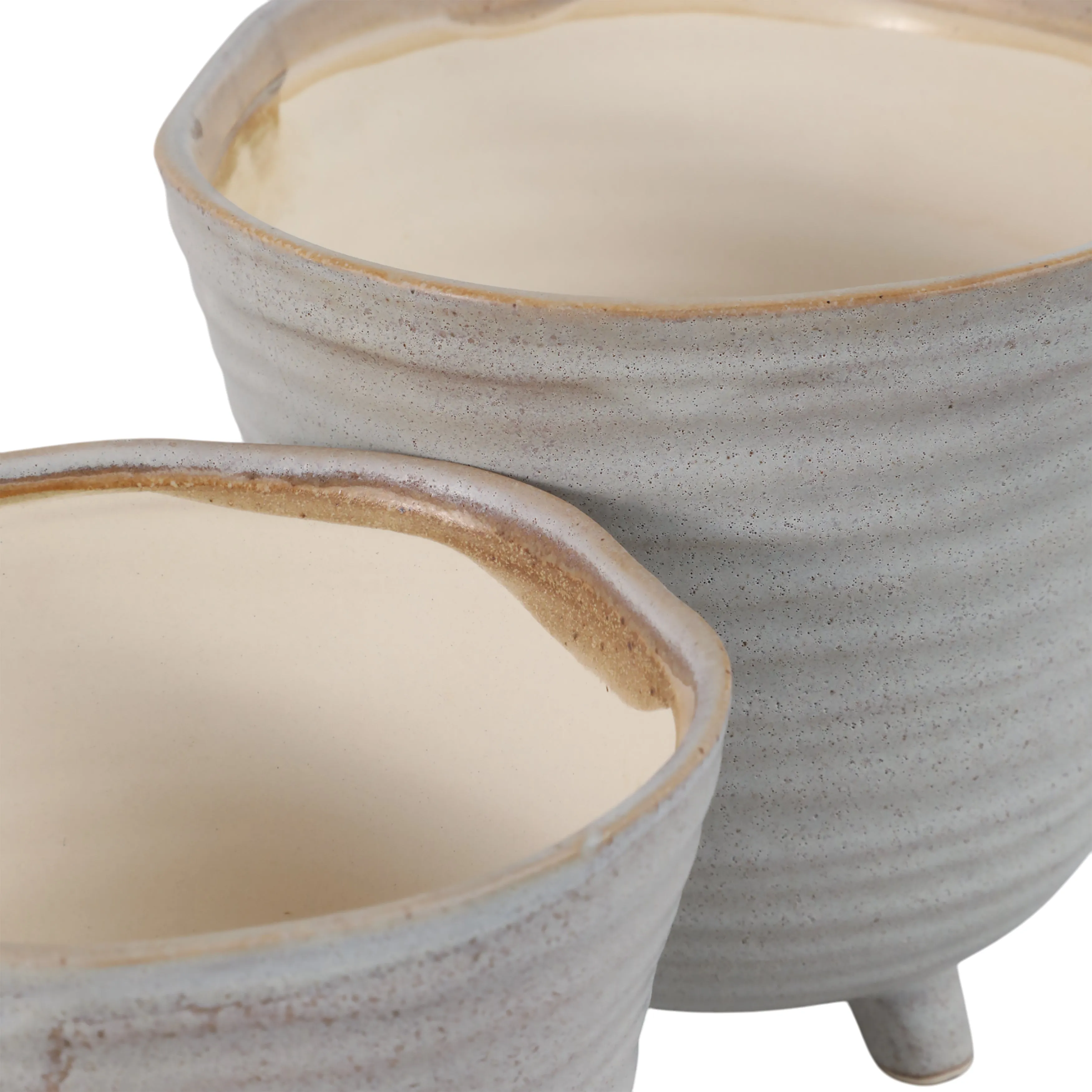 S/2 6/7" Organic Footed Planters, Ivory
