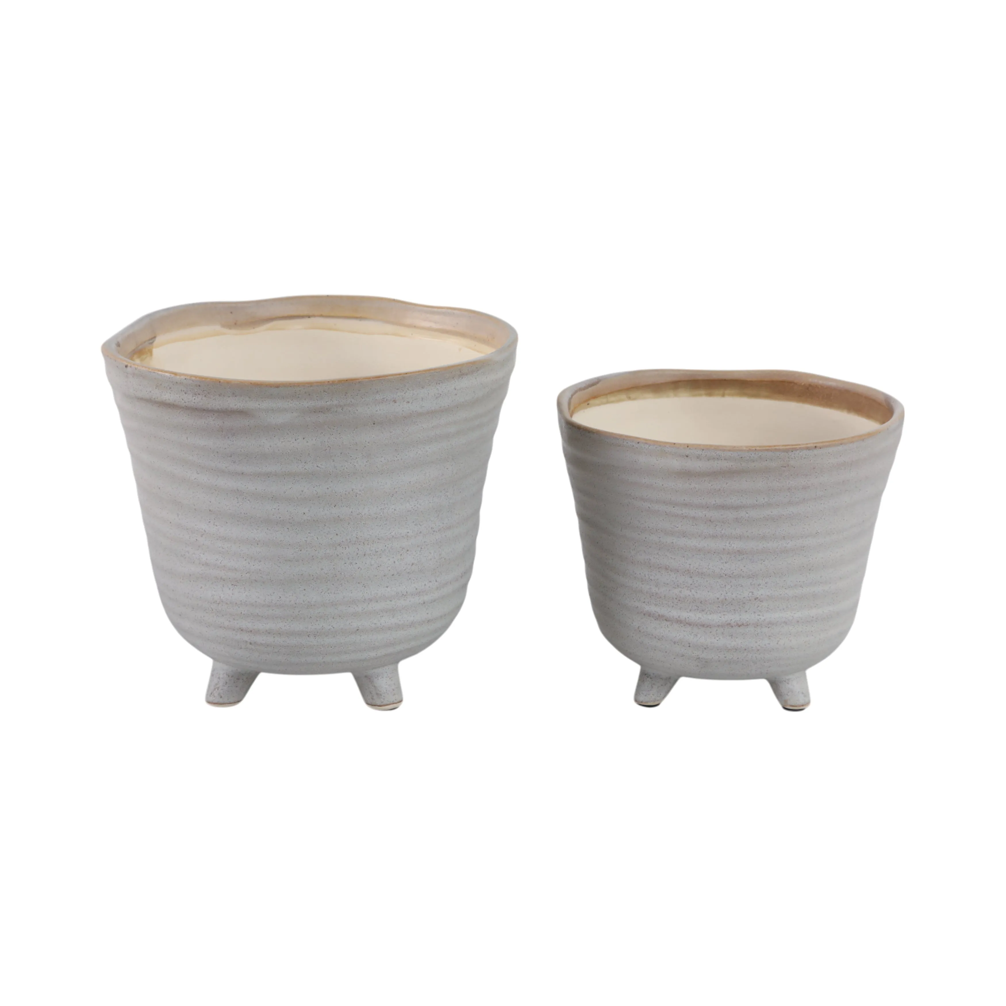 S/2 6/7" Organic Footed Planters, Ivory