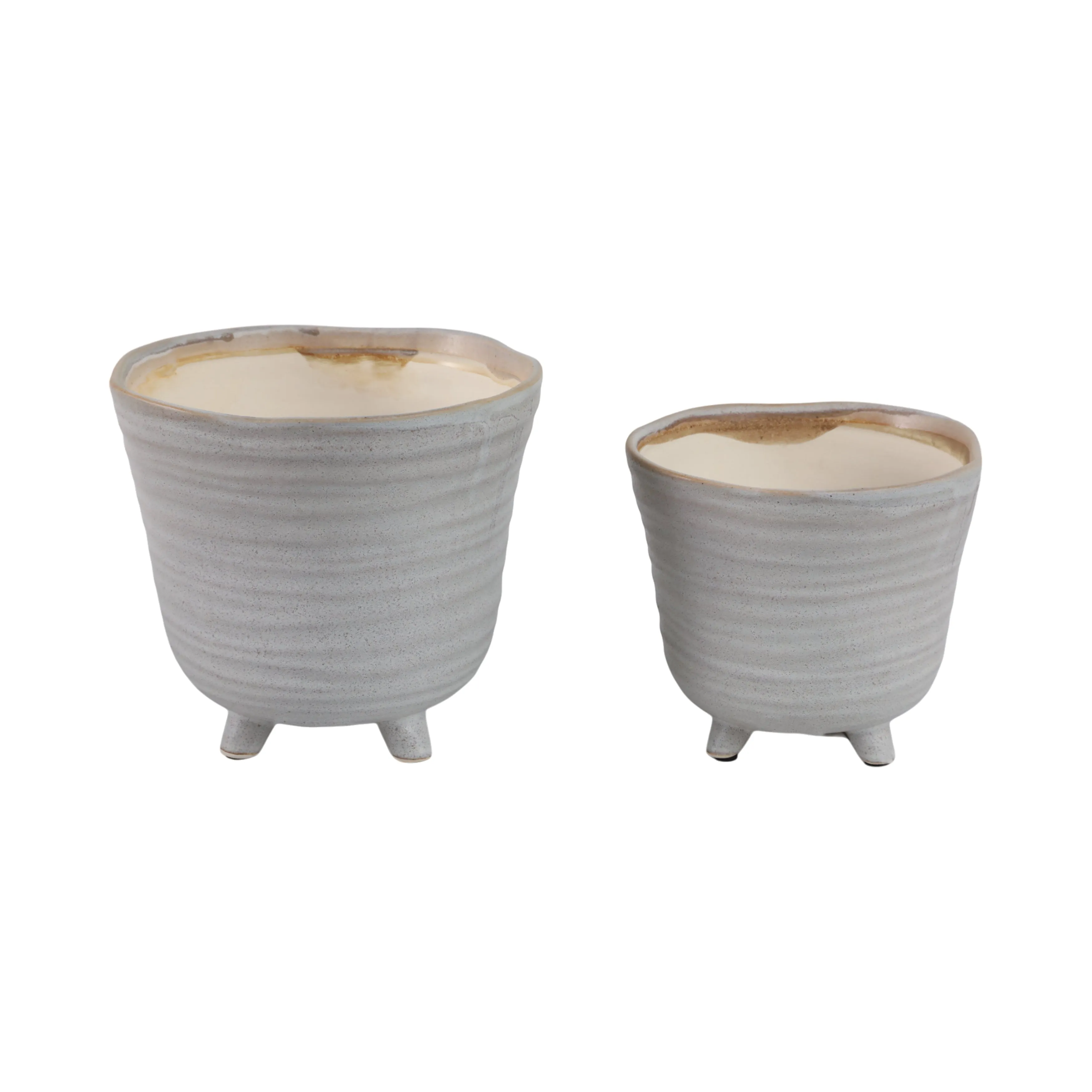 S/2 6/7" Organic Footed Planters, Ivory
