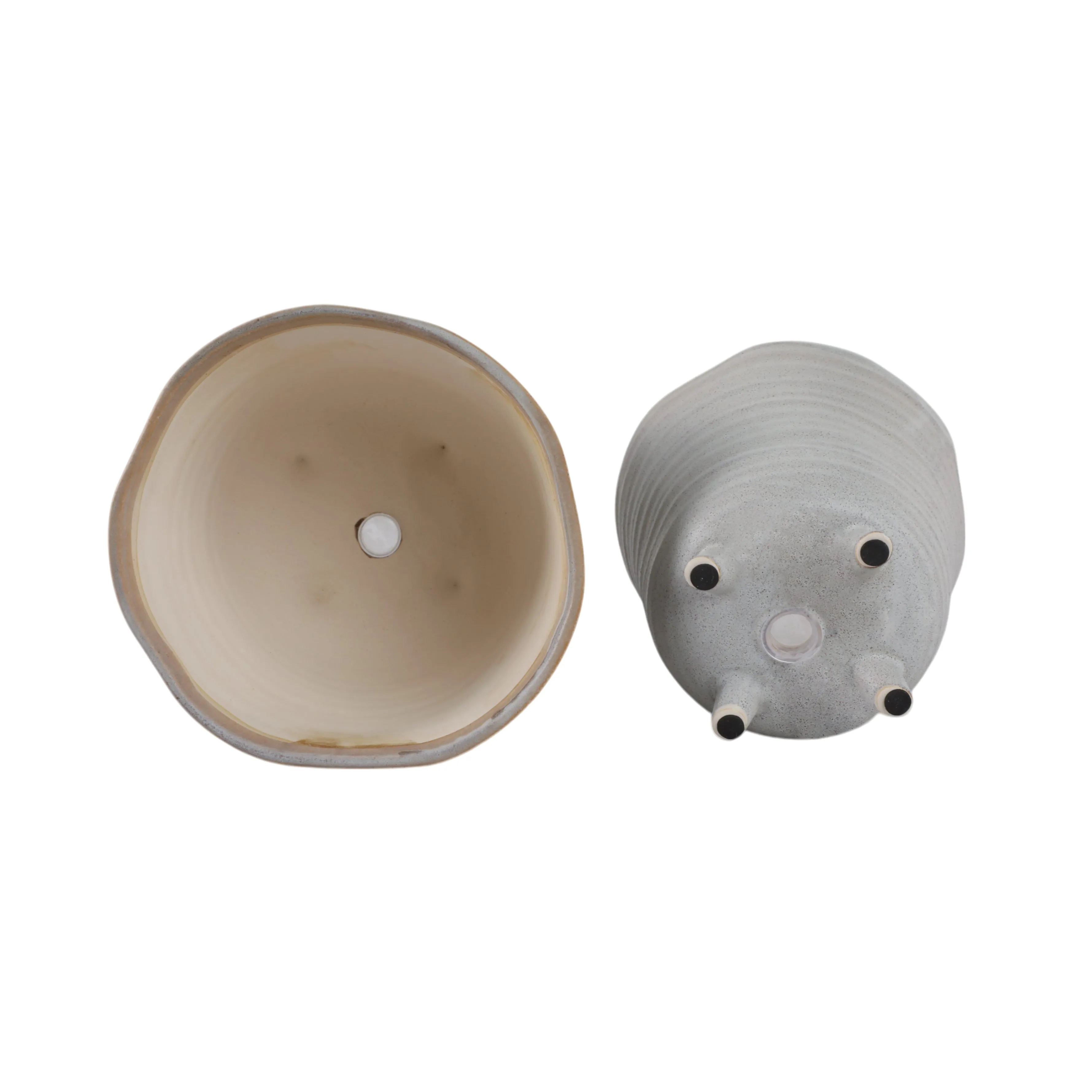 S/2 6/7" Organic Footed Planters, Ivory